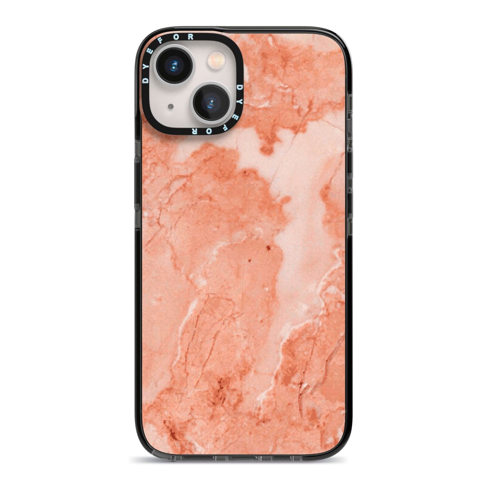 Faux Marble Red iPhone 13 Black Impact Case on Silver phone