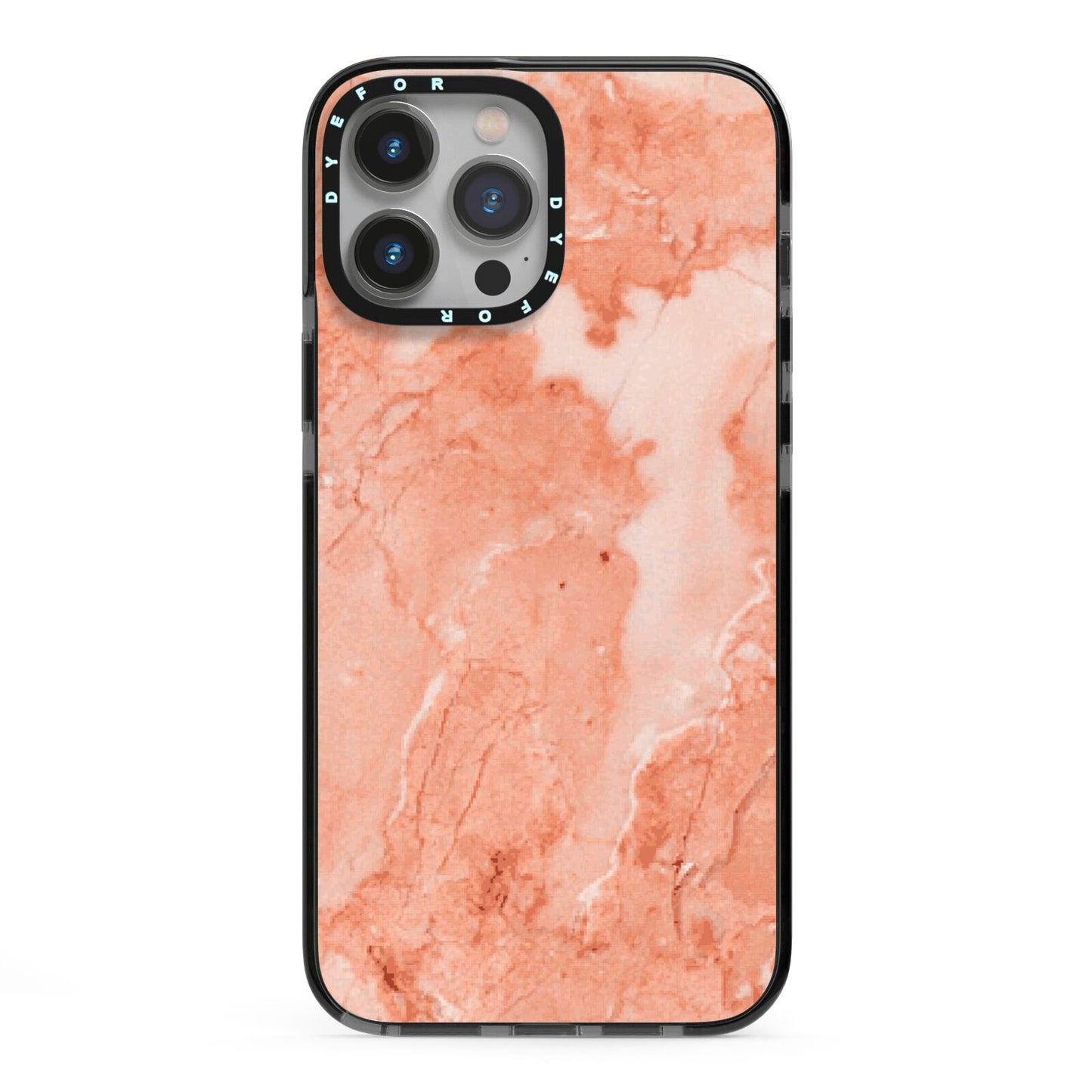 Faux Marble Red iPhone 13 Pro Max Black Impact Case on Silver phone