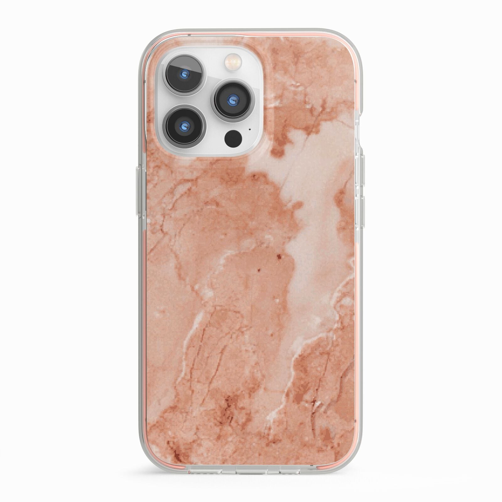 Faux Marble Red iPhone 13 Pro TPU Impact Case with Pink Edges