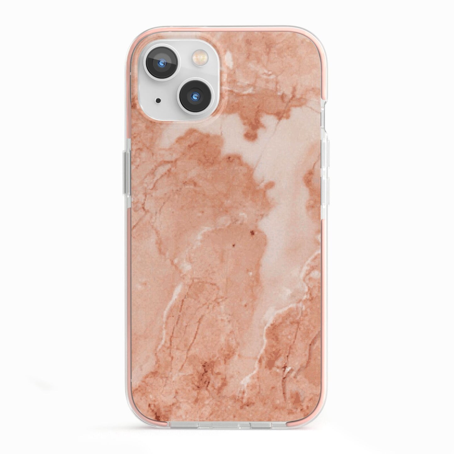 Faux Marble Red iPhone 13 TPU Impact Case with Pink Edges