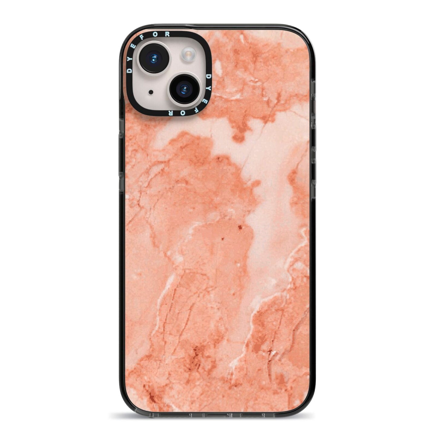 Faux Marble Red iPhone 14 Plus Black Impact Case on Silver phone