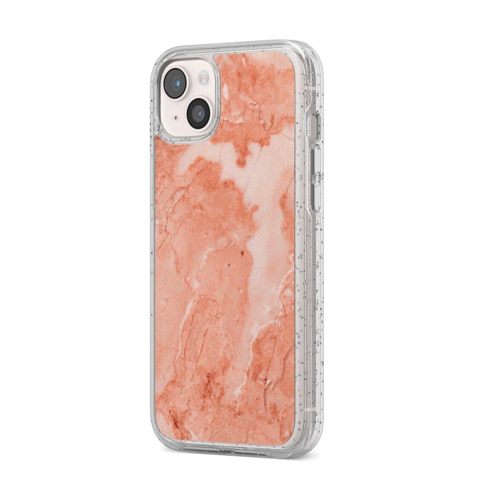 Faux Marble Red iPhone 14 Plus Glitter Tough Case Starlight Angled Image