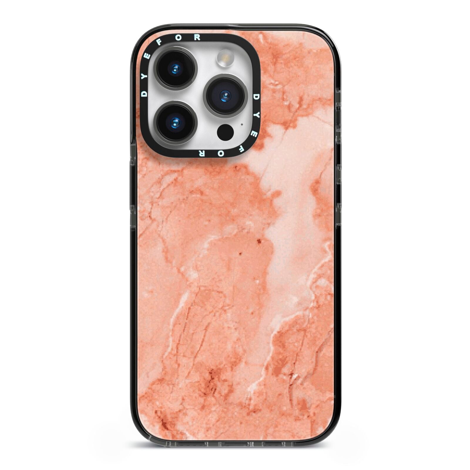 Faux Marble Red iPhone 14 Pro Black Impact Case on Silver phone