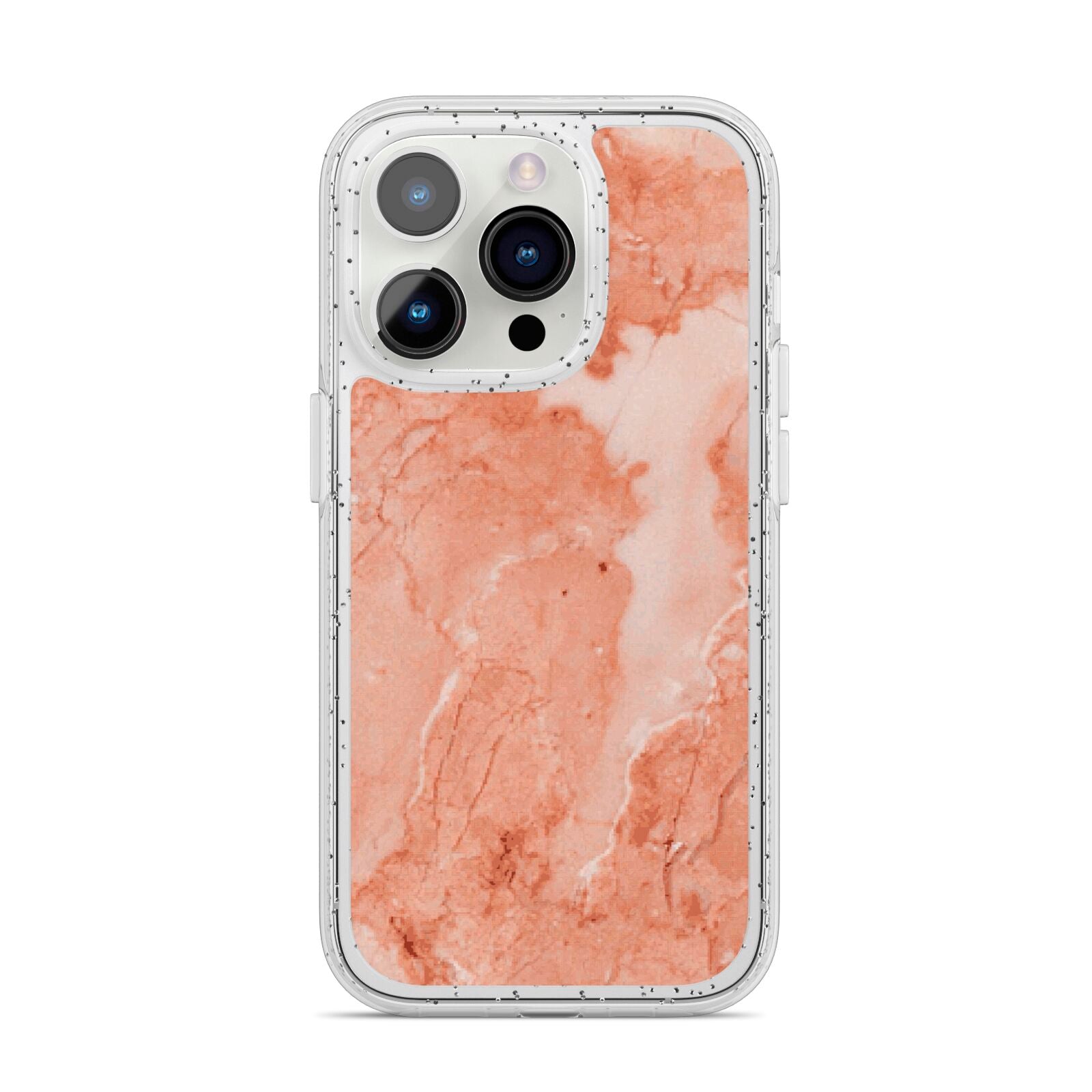 Faux Marble Red iPhone 14 Pro Glitter Tough Case Silver