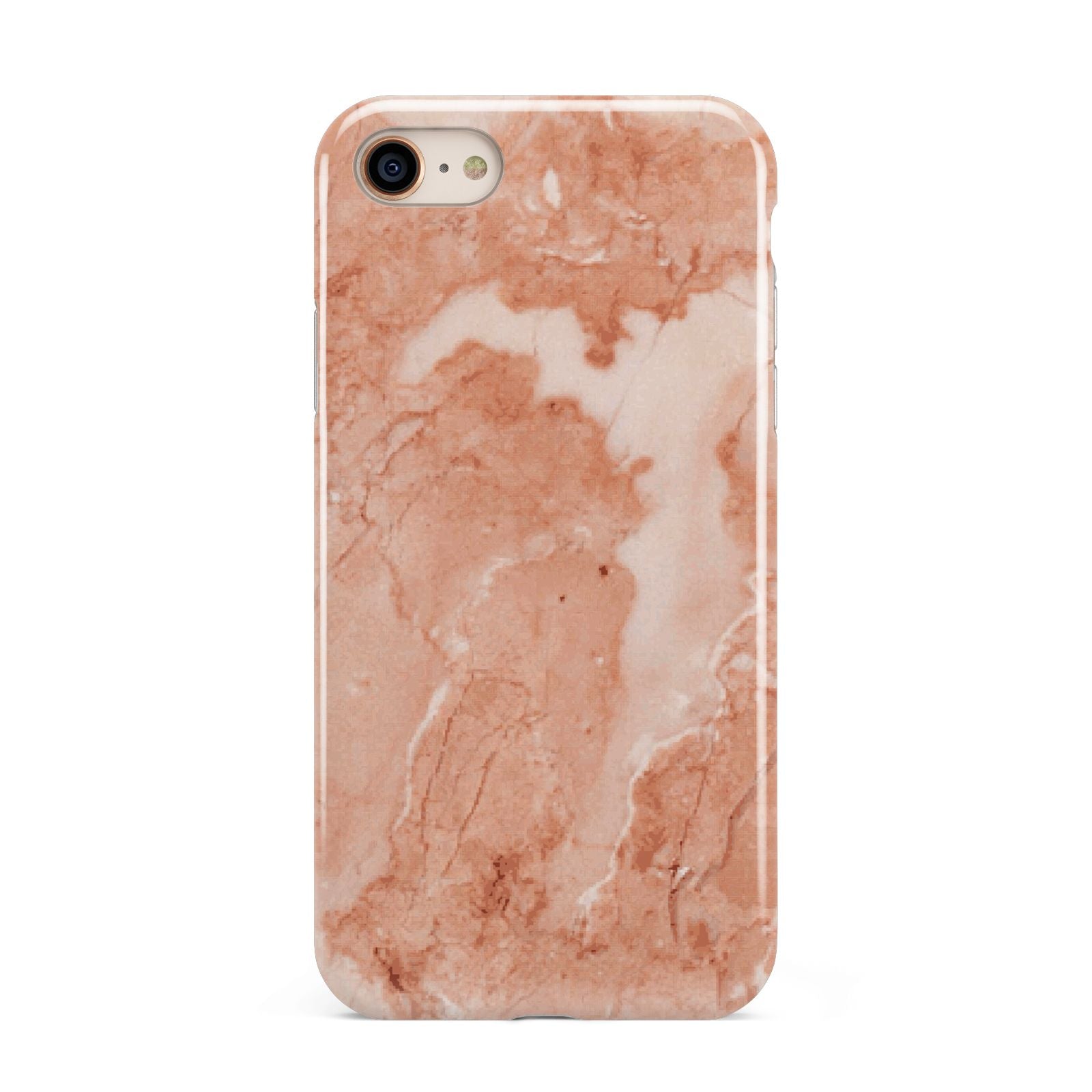 Faux Marble Red iPhone 8 3D Tough Case on Gold Phone