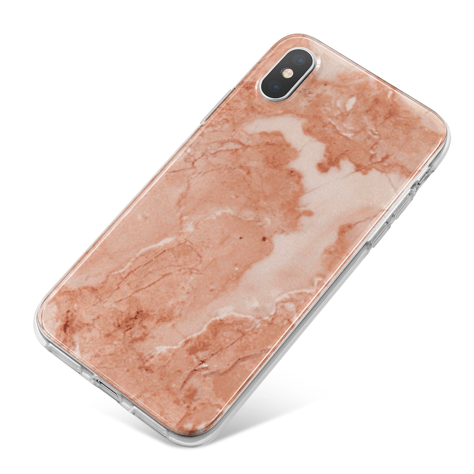 Faux Marble Red iPhone X Bumper Case on Silver iPhone