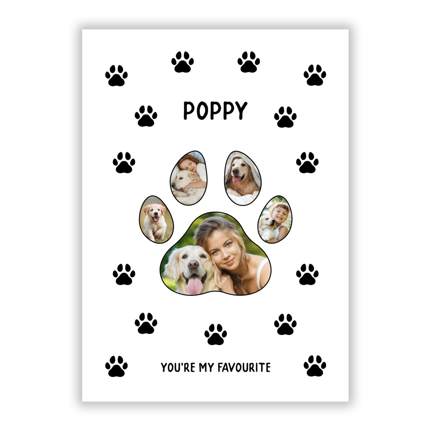 Favourite Dog Photos Personalised A5 Flat Greetings Card