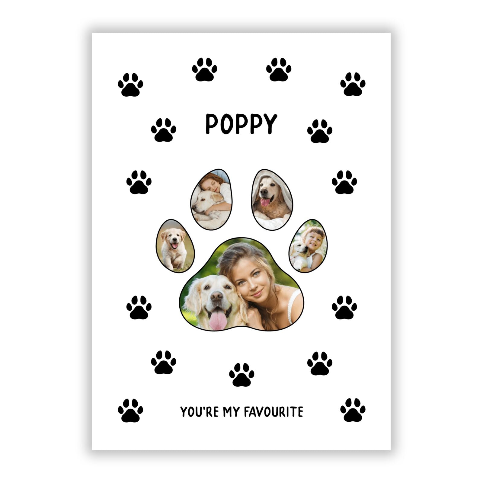 Favourite Dog Photos Personalised A5 Flat Greetings Card