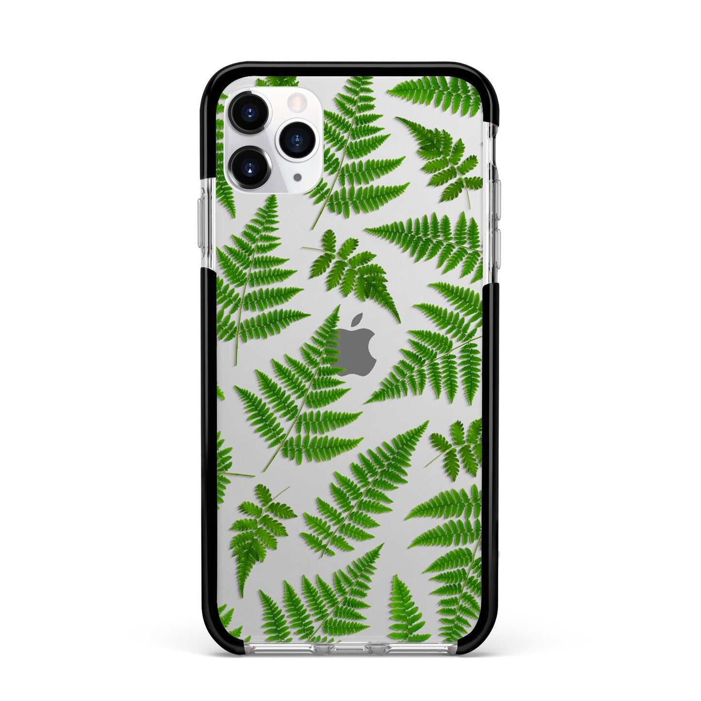 Fern Leaf Apple iPhone 11 Pro Max in Silver with Black Impact Case