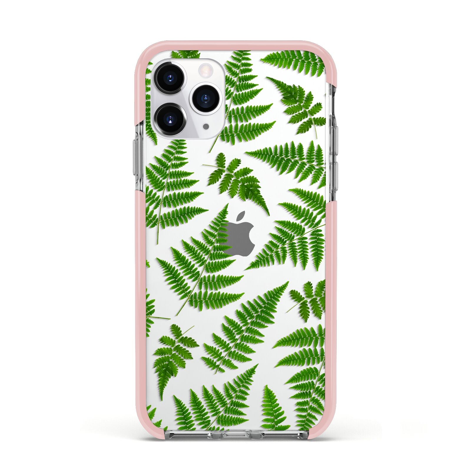 Fern Leaf Apple iPhone 11 Pro in Silver with Pink Impact Case