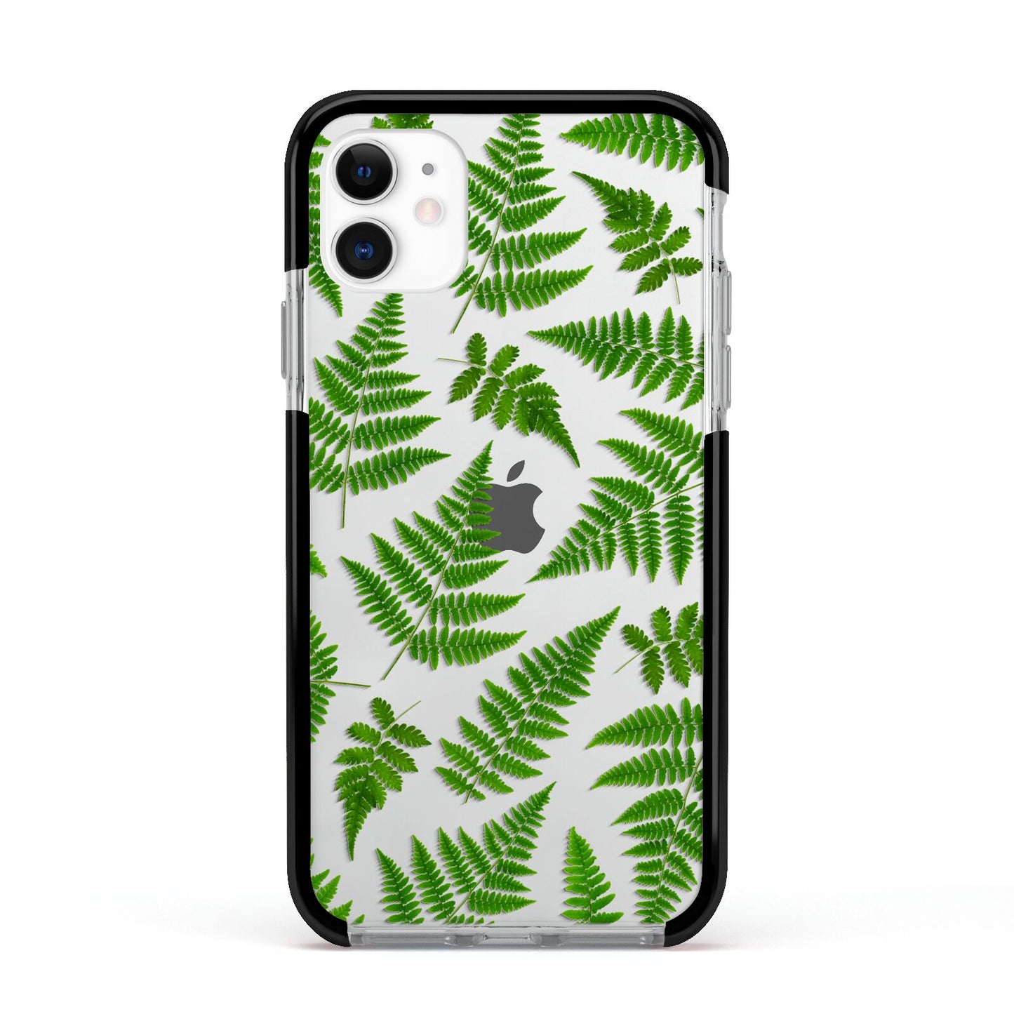 Fern Leaf Apple iPhone 11 in White with Black Impact Case