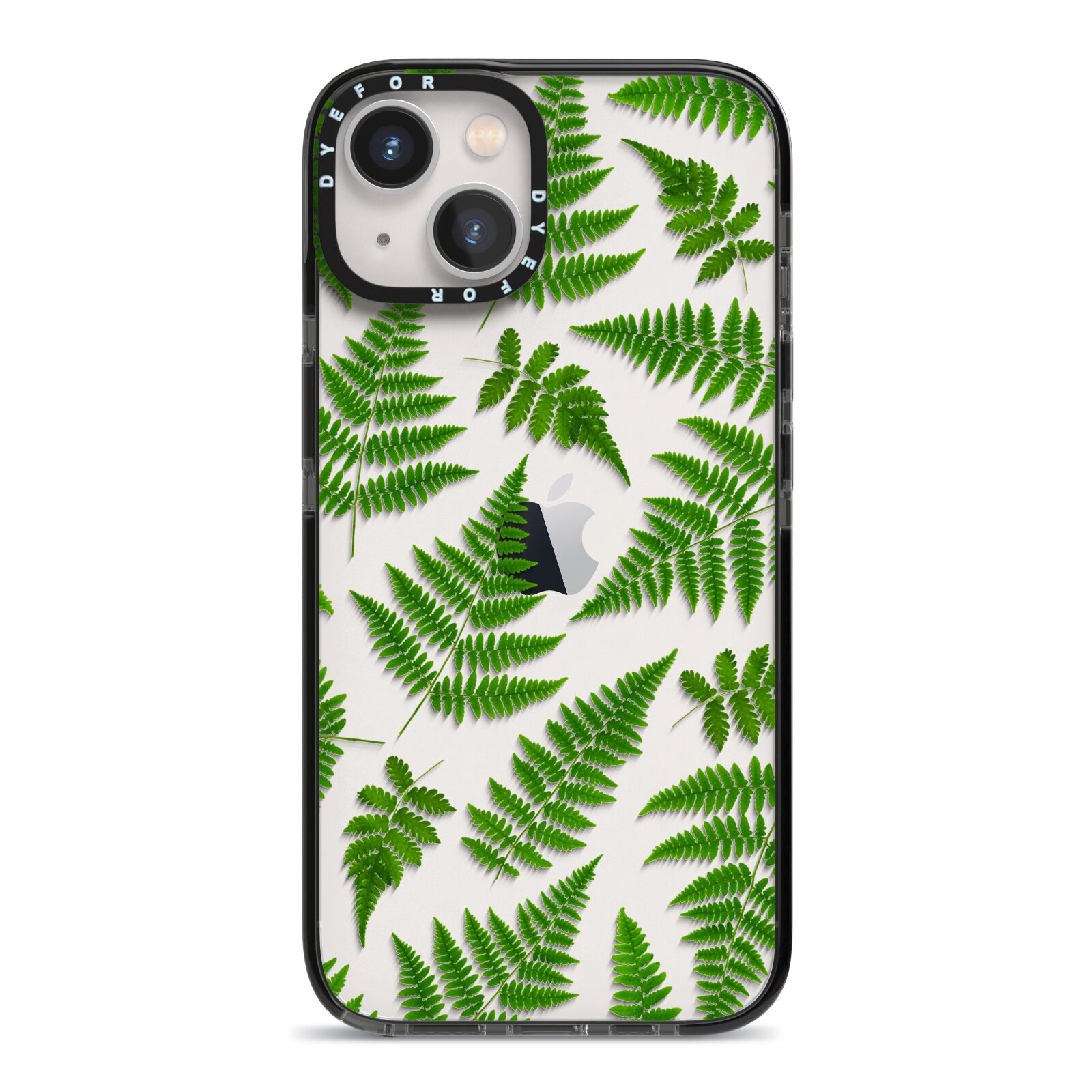 Fern Leaf iPhone 13 Black Impact Case on Silver phone