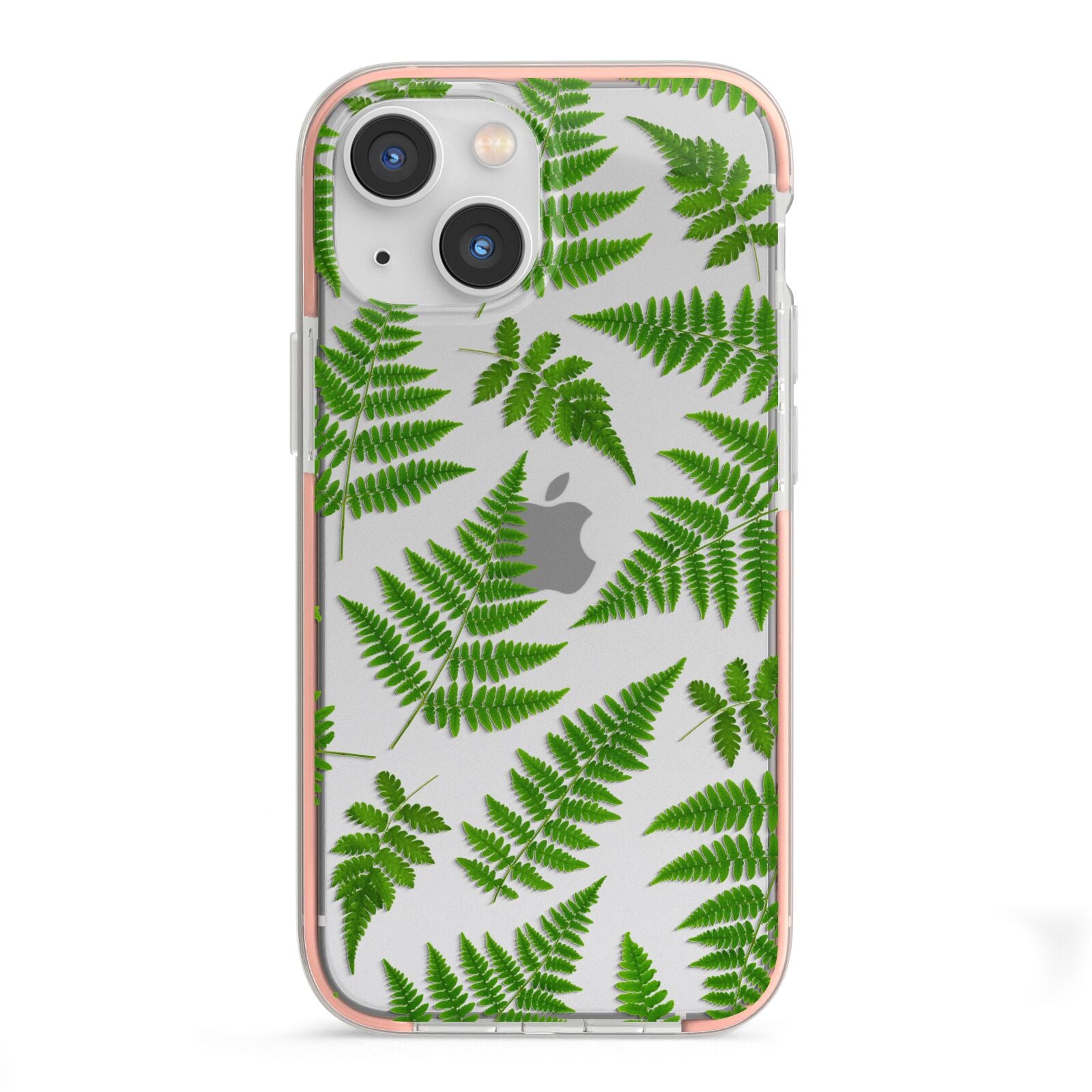 Fern Leaf iPhone 13 Mini TPU Impact Case with Pink Edges