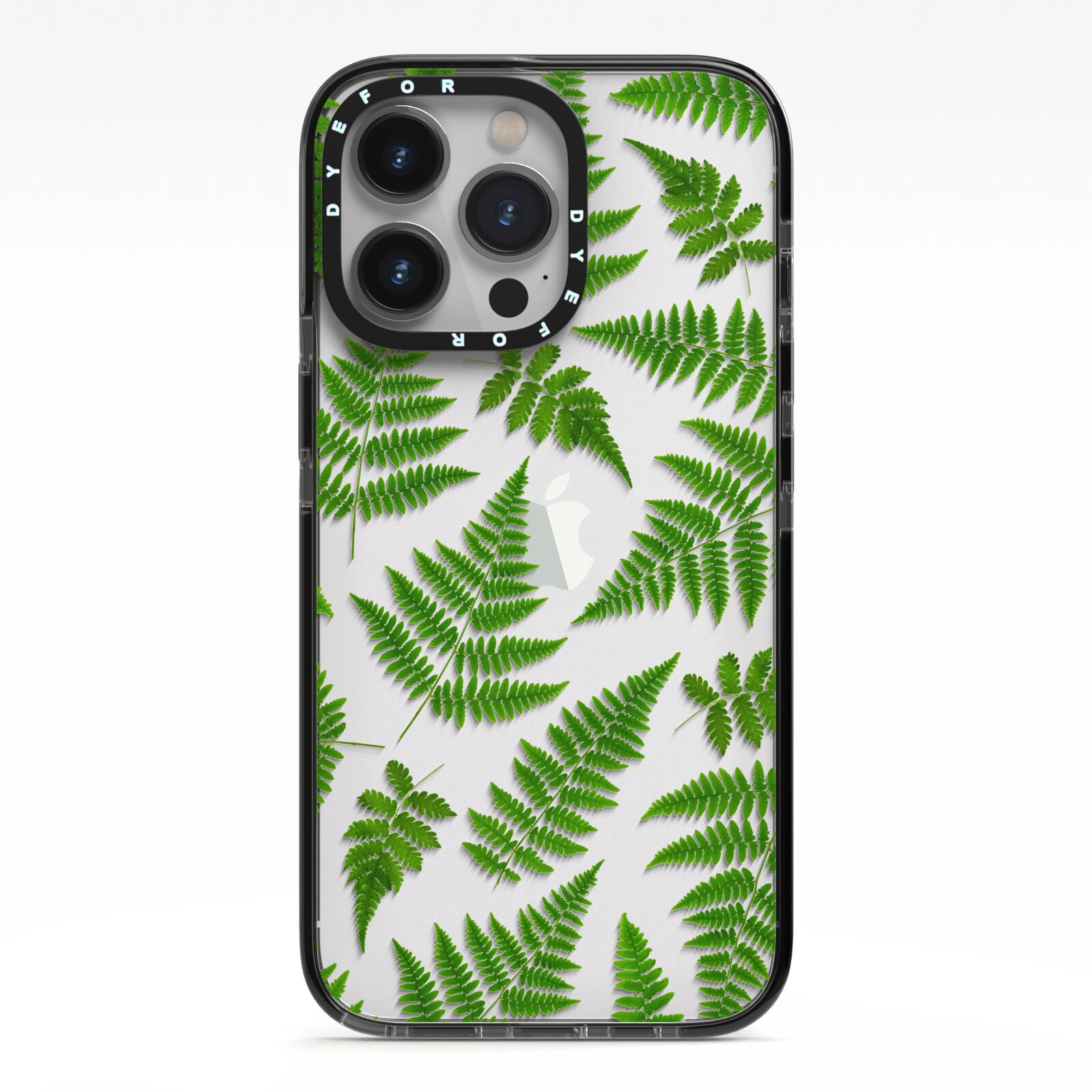 Fern Leaf iPhone 13 Pro Black Impact Case on Silver phone