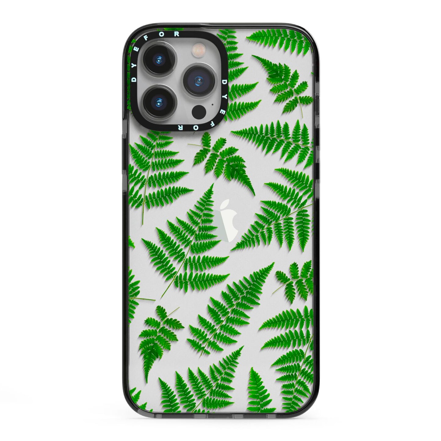 Fern Leaf iPhone 13 Pro Max Black Impact Case on Silver phone