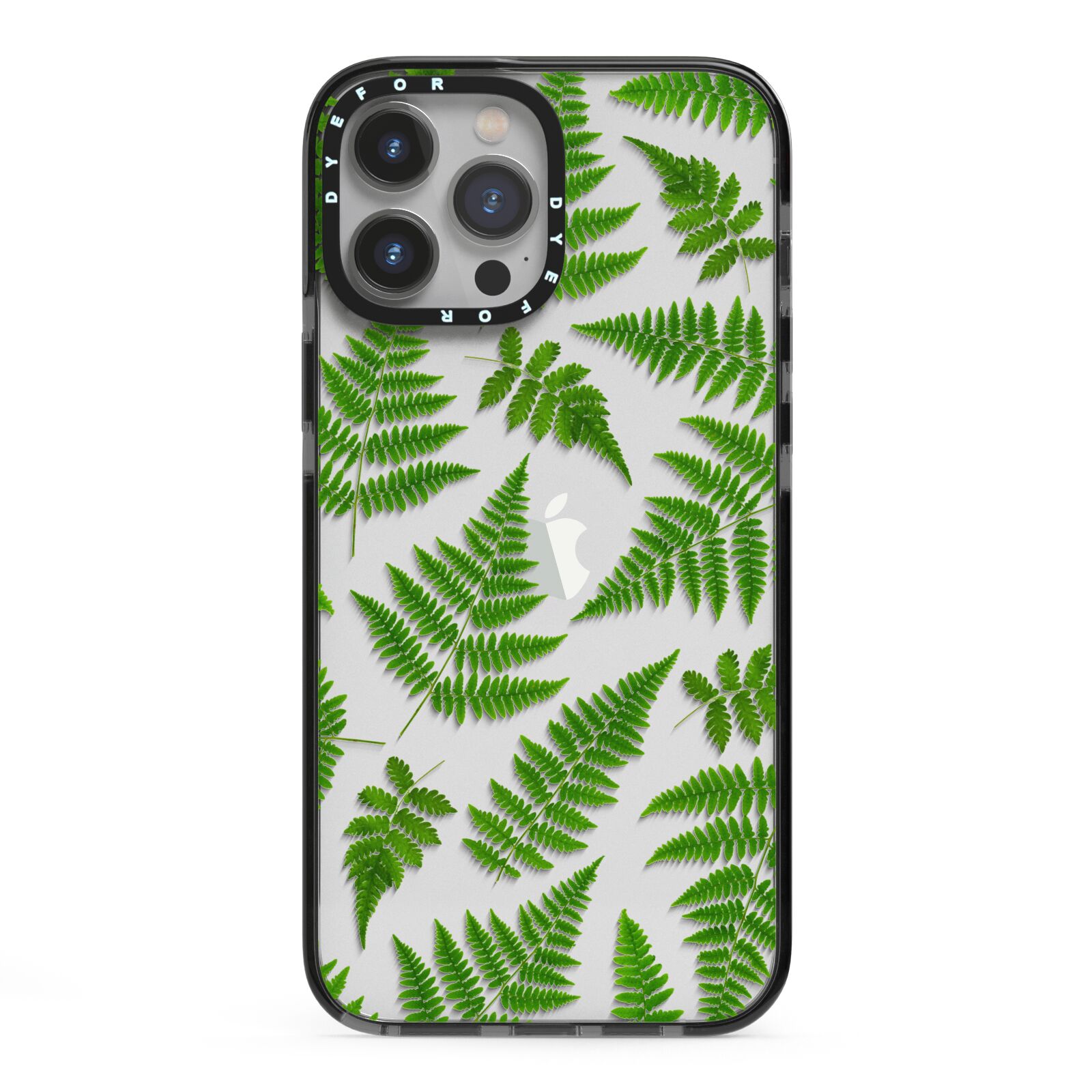 Fern Leaf iPhone 13 Pro Max Black Impact Case on Silver phone