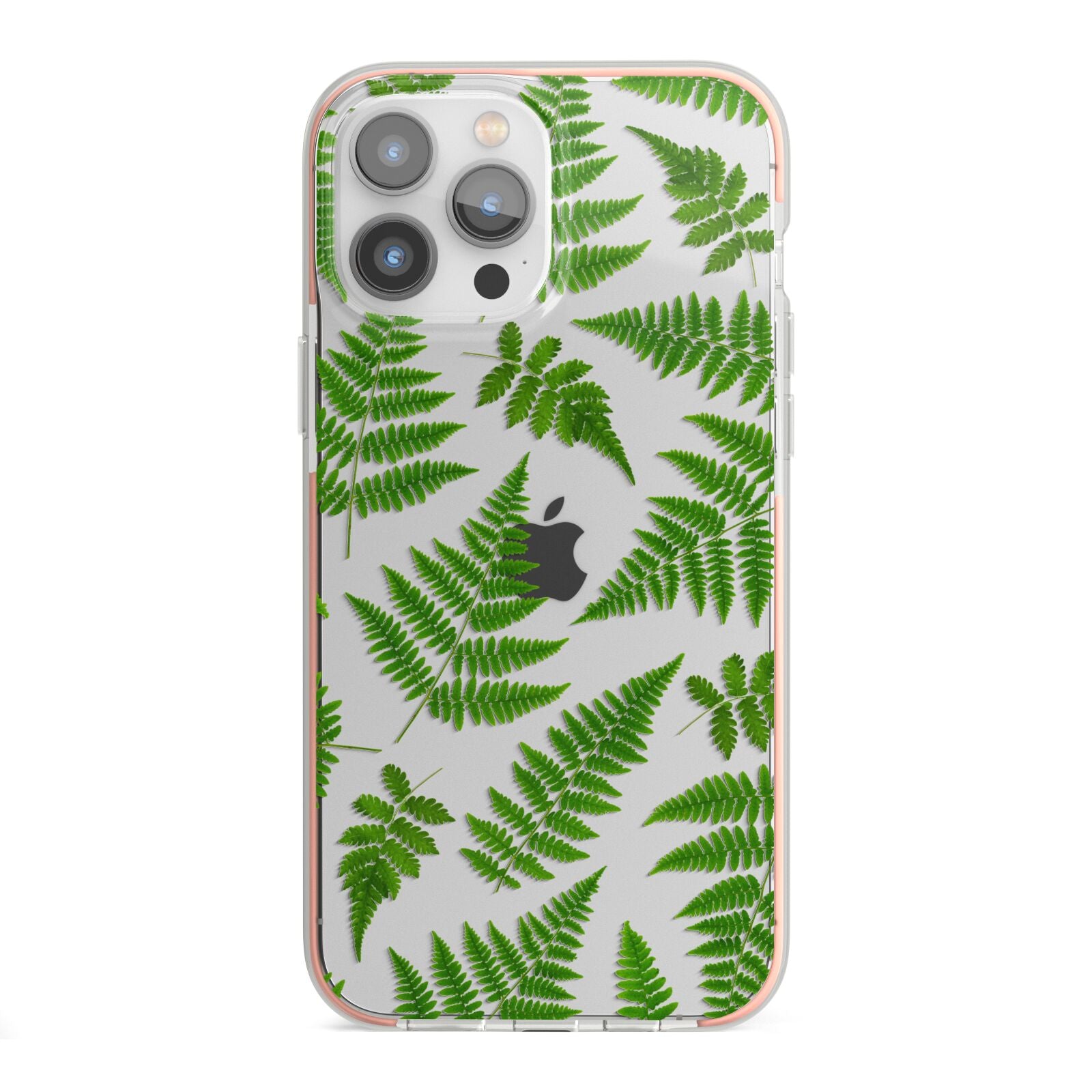 Fern Leaf iPhone 13 Pro Max TPU Impact Case with Pink Edges