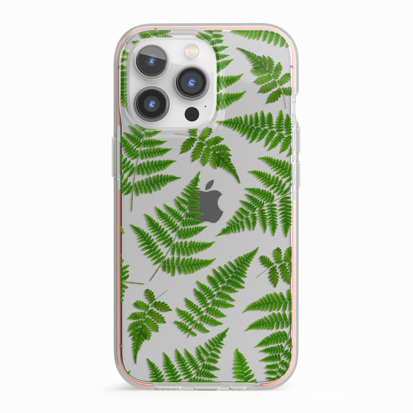 Fern Leaf iPhone 13 Pro TPU Impact Case with Pink Edges