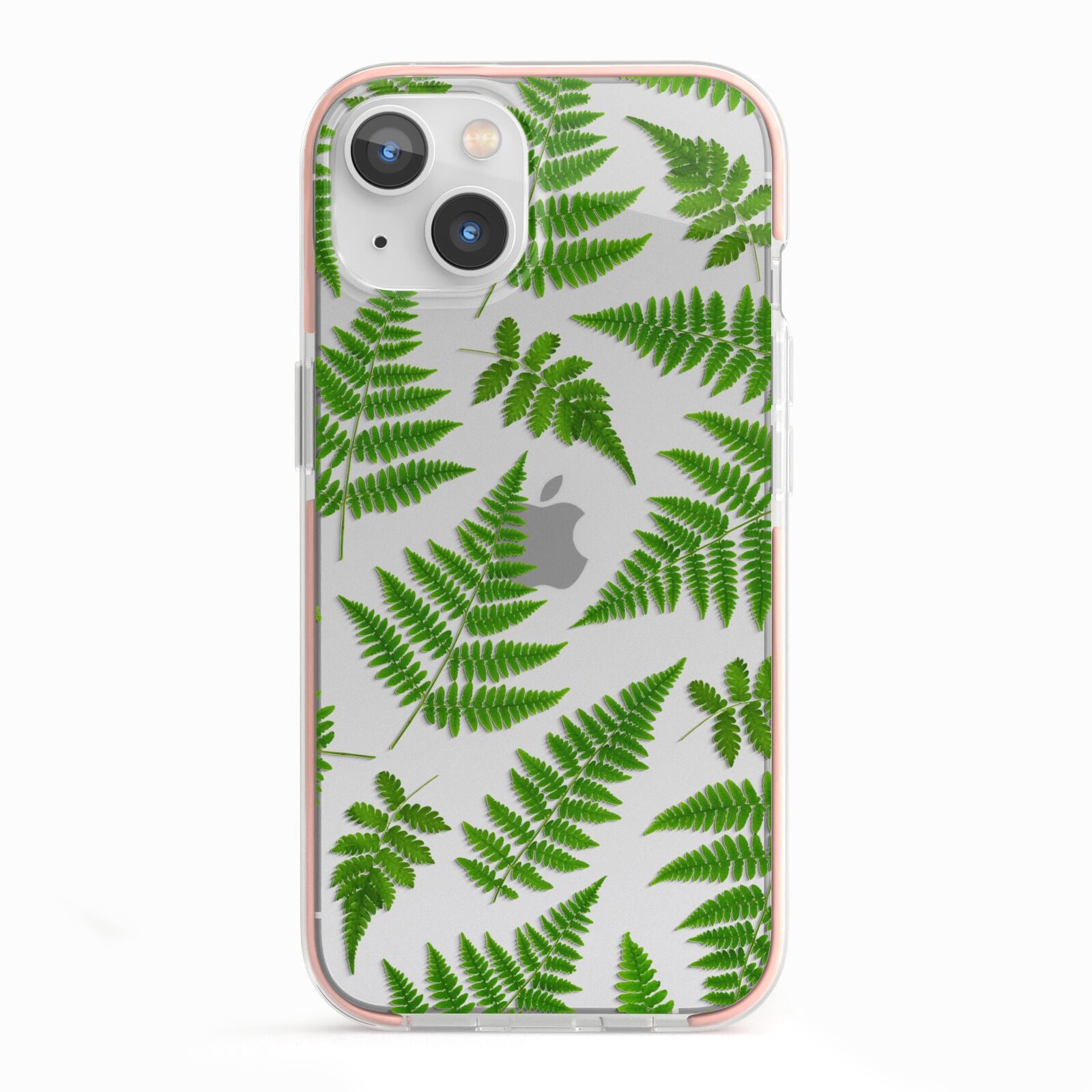 Fern Leaf iPhone 13 TPU Impact Case with Pink Edges