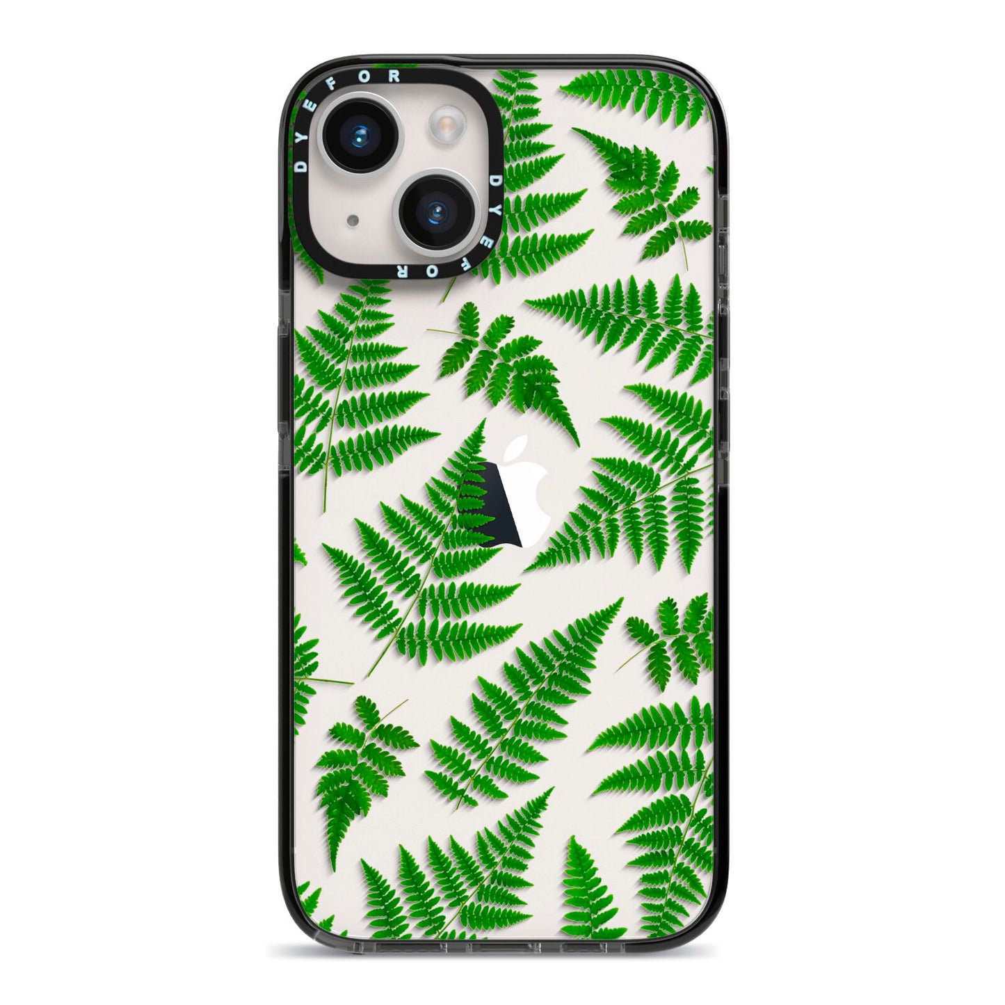 Fern Leaf iPhone 14 Black Impact Case on Silver phone