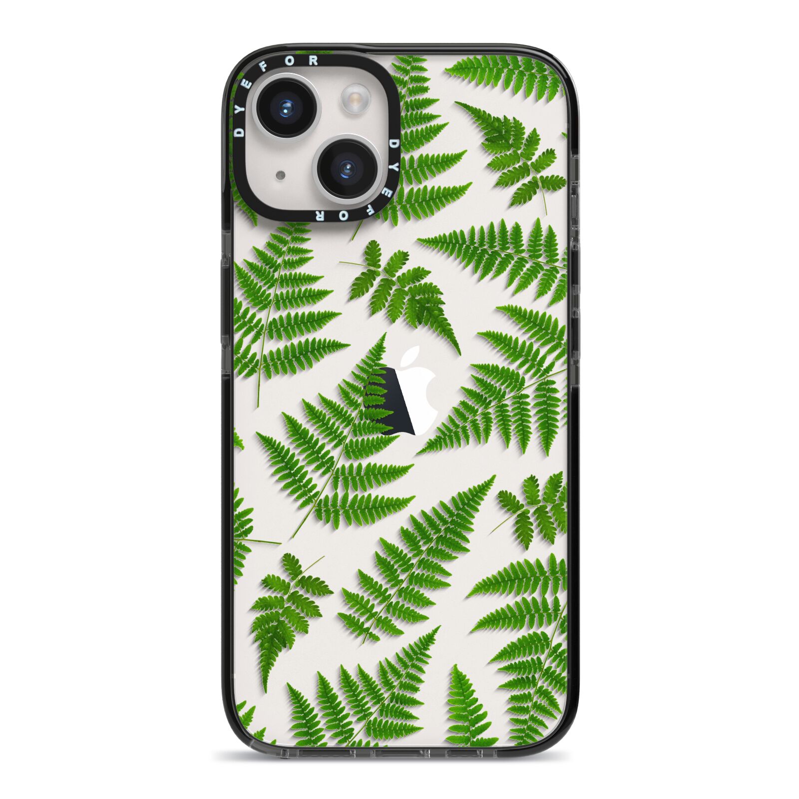 Fern Leaf iPhone 14 Black Impact Case on Silver phone