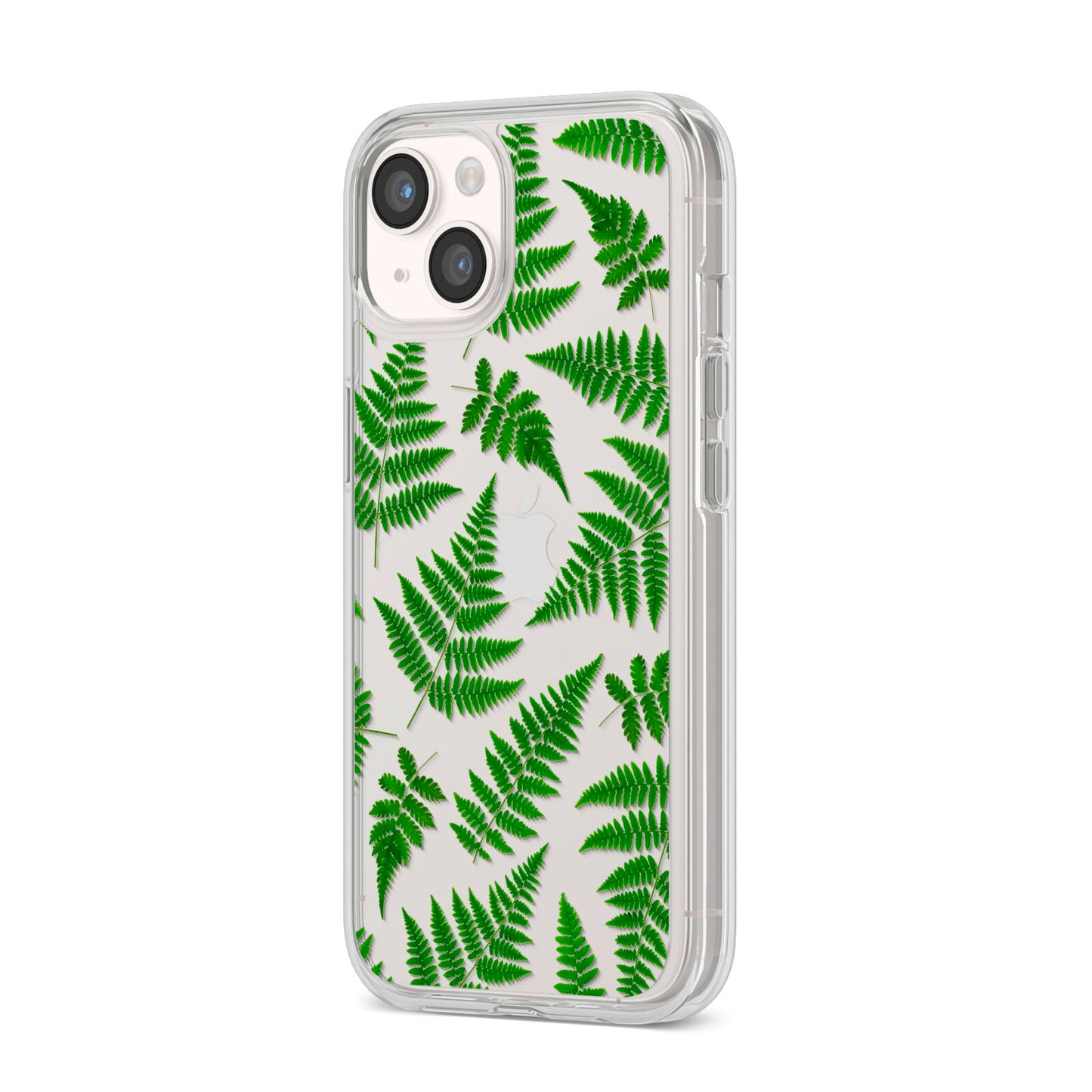 Fern Leaf iPhone 14 Clear Tough Case Starlight Angled Image