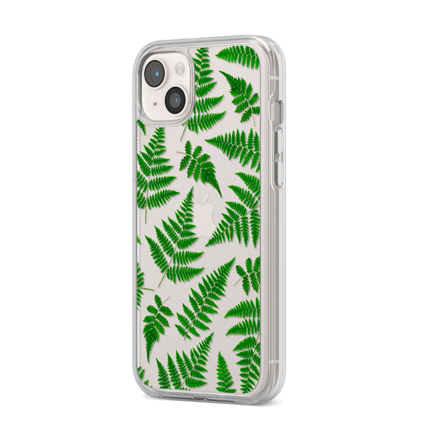 Fern Leaf iPhone 14 Plus Clear Tough Case Starlight Angled Image