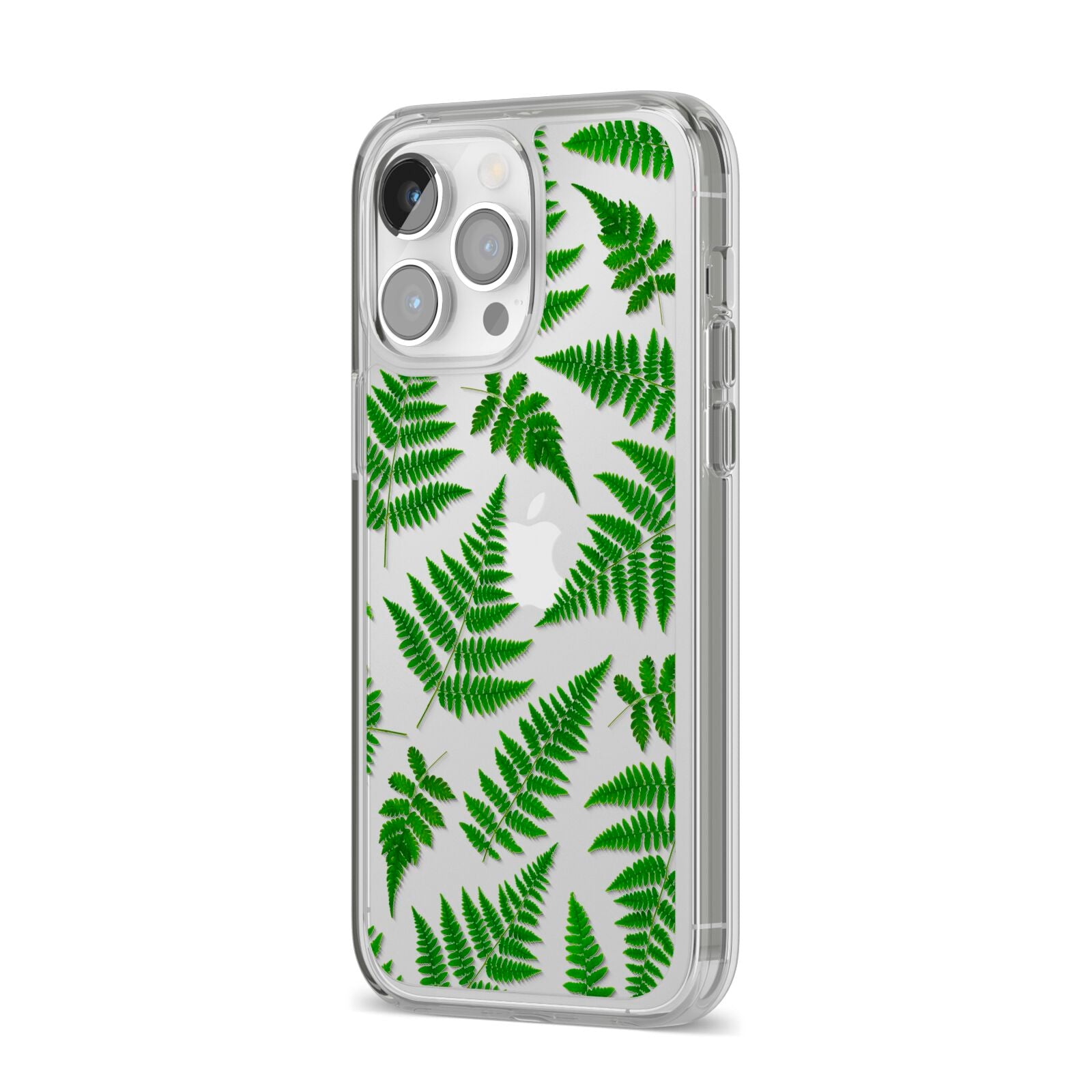 Fern Leaf iPhone 14 Pro Max Clear Tough Case Silver Angled Image