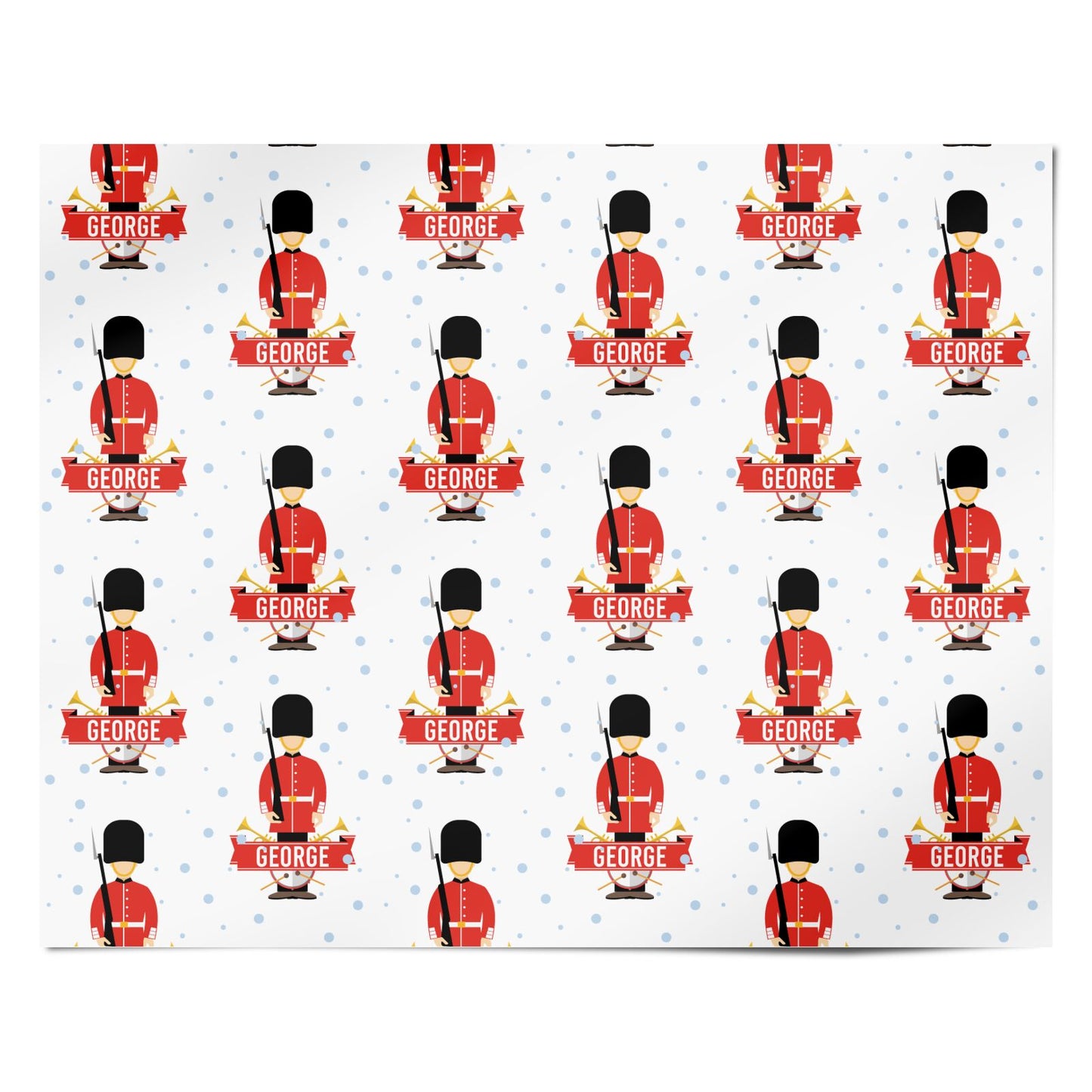 Festive British Guards with Name Personalised Wrapping Paper Alternative