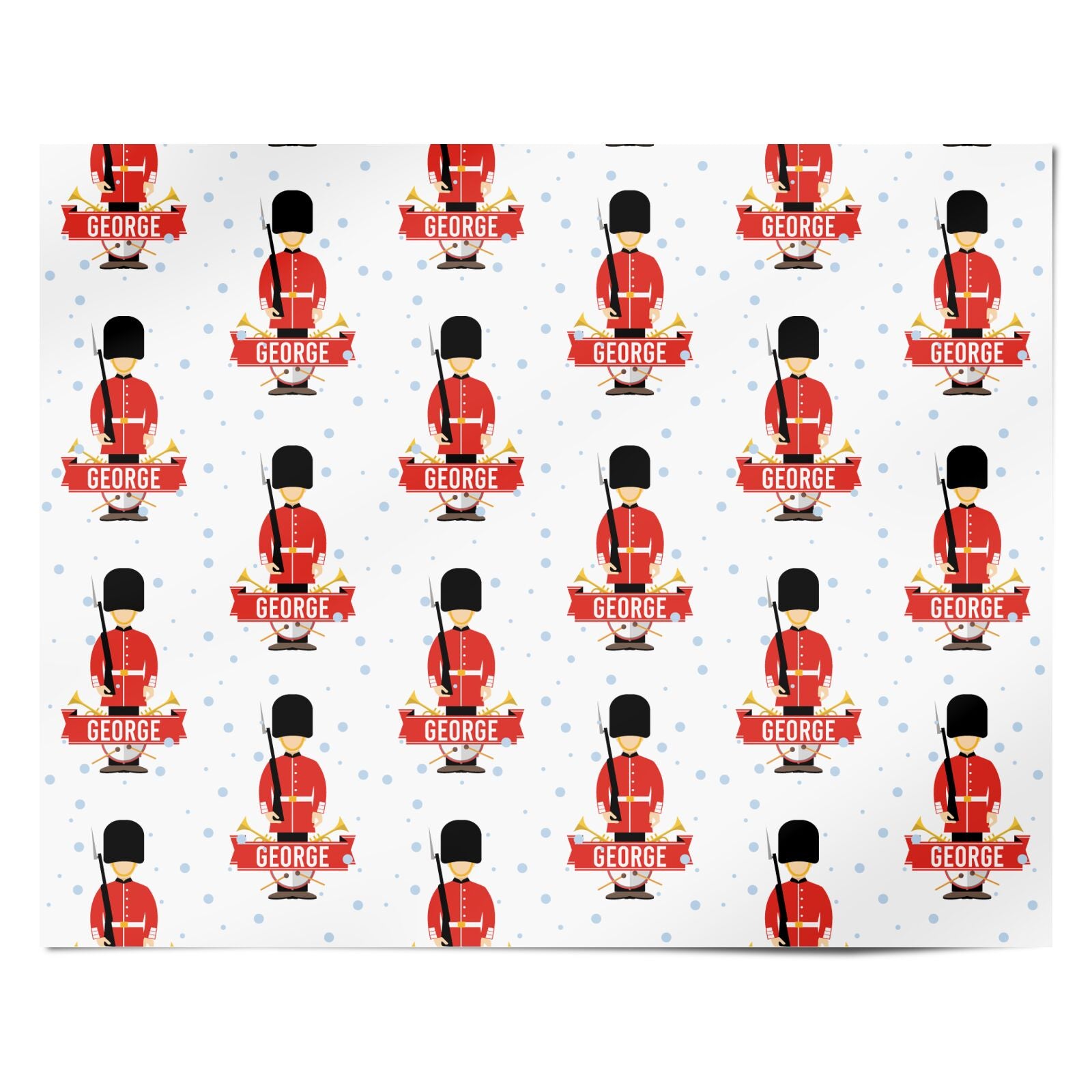 Festive British Guards with Name Personalised Wrapping Paper Alternative