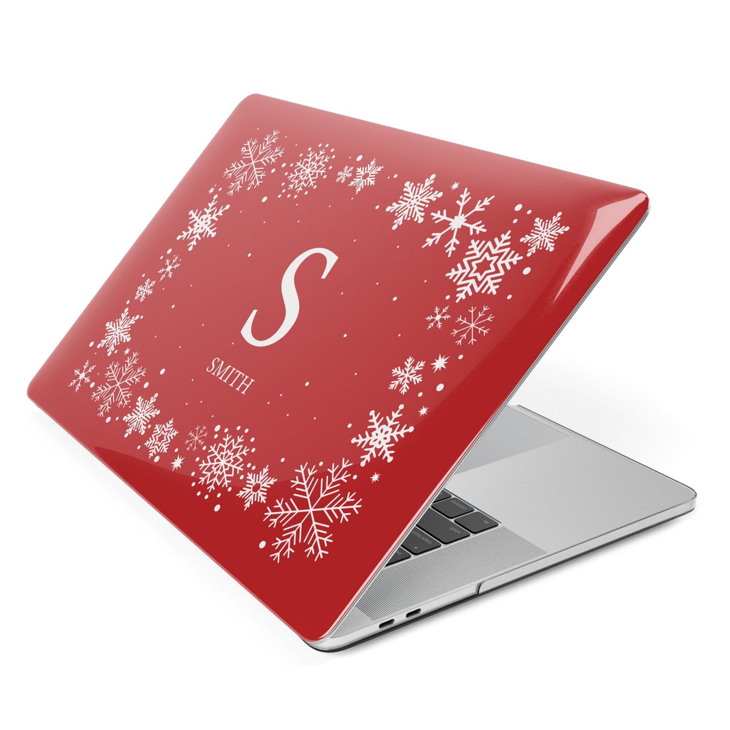 Festive Monogram Personalised Apple MacBook Case Side View