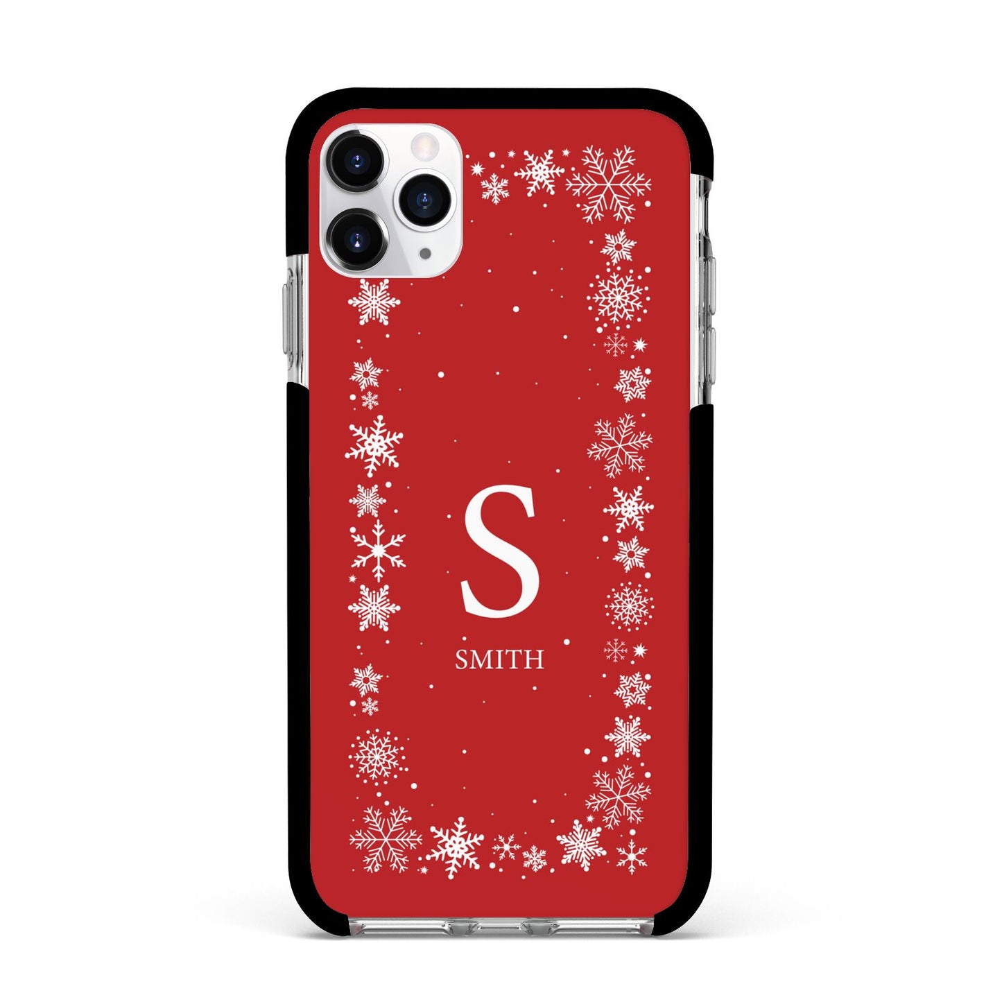 Festive Monogram Personalised Apple iPhone 11 Pro Max in Silver with Black Impact Case