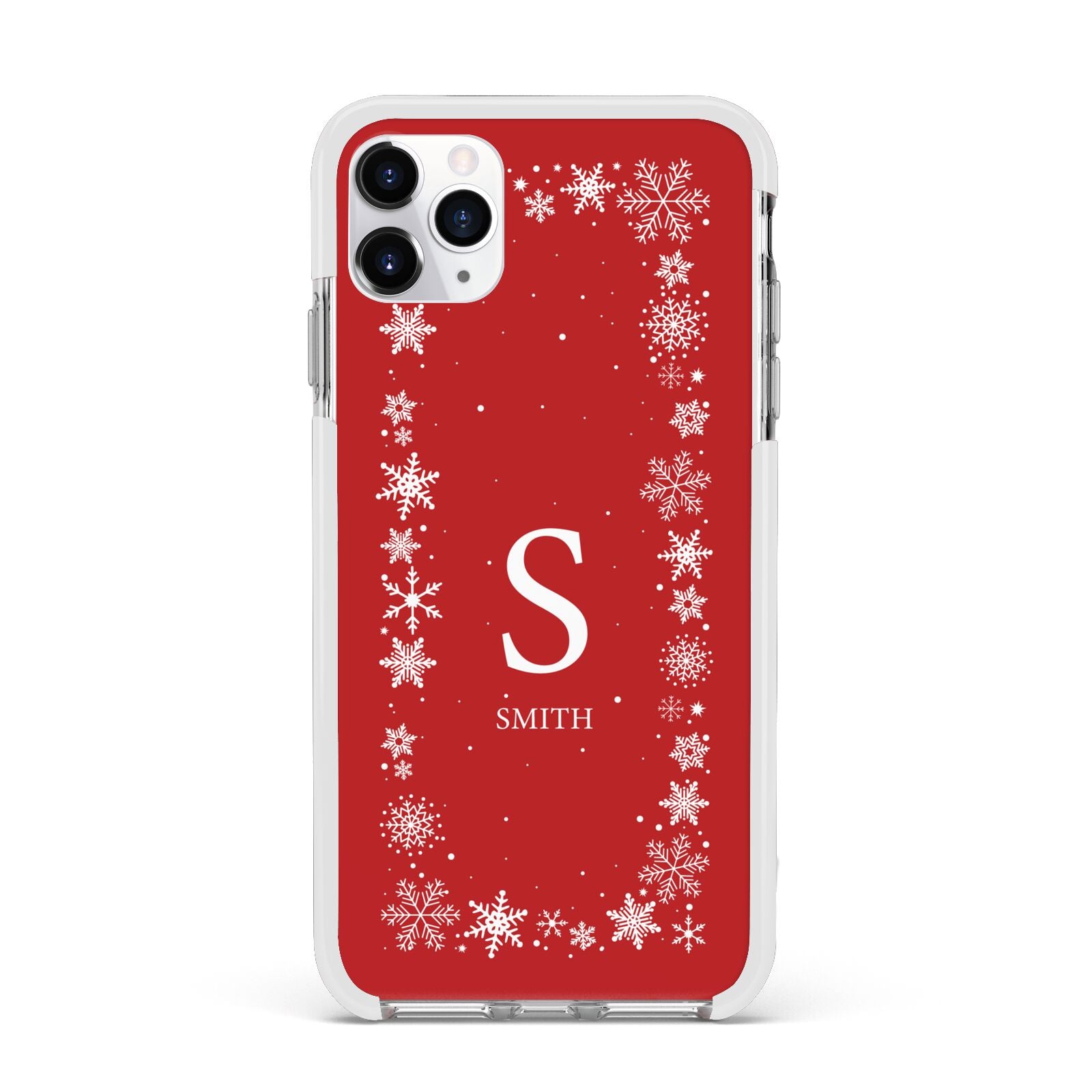 Festive Monogram Personalised Apple iPhone 11 Pro Max in Silver with White Impact Case