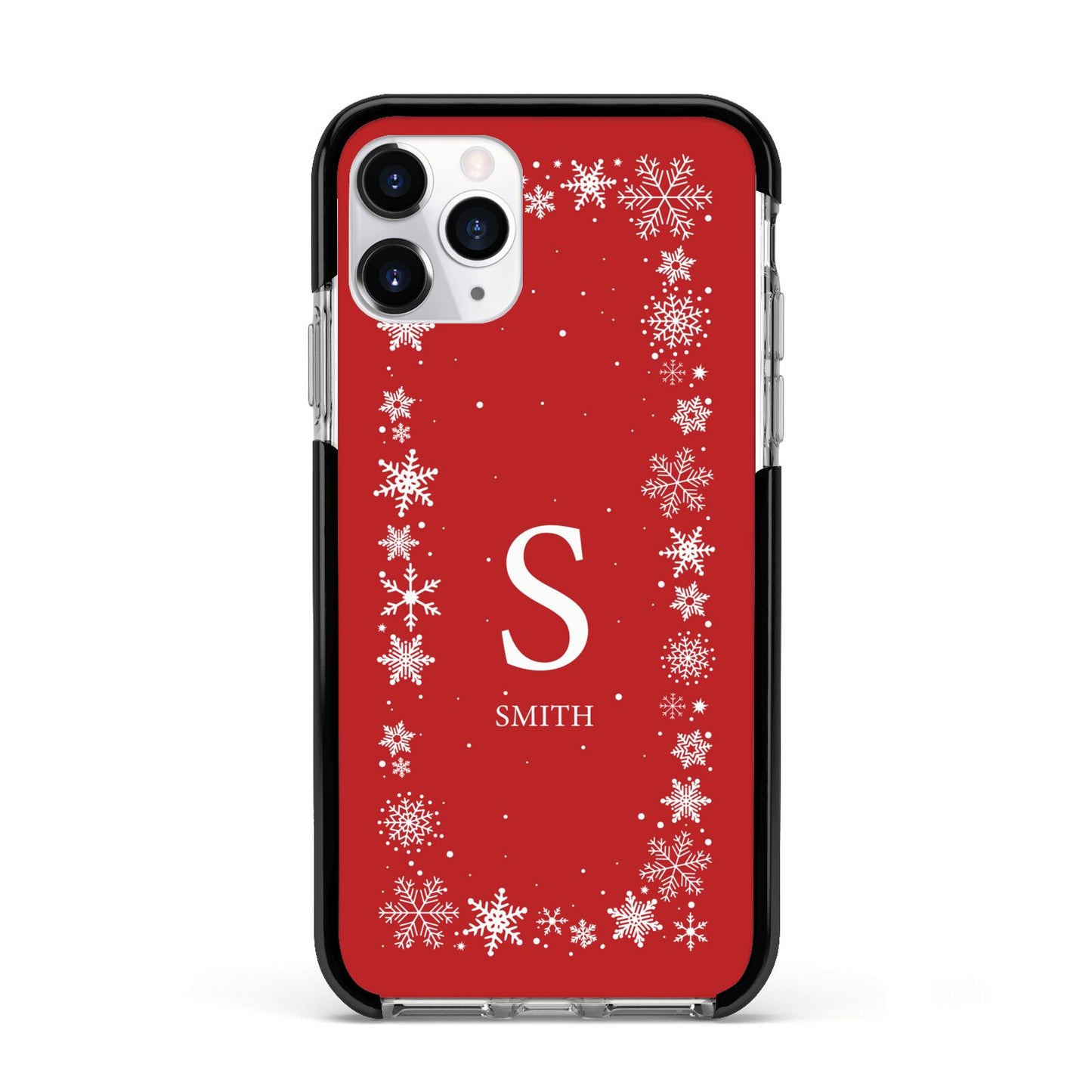 Festive Monogram Personalised Apple iPhone 11 Pro in Silver with Black Impact Case