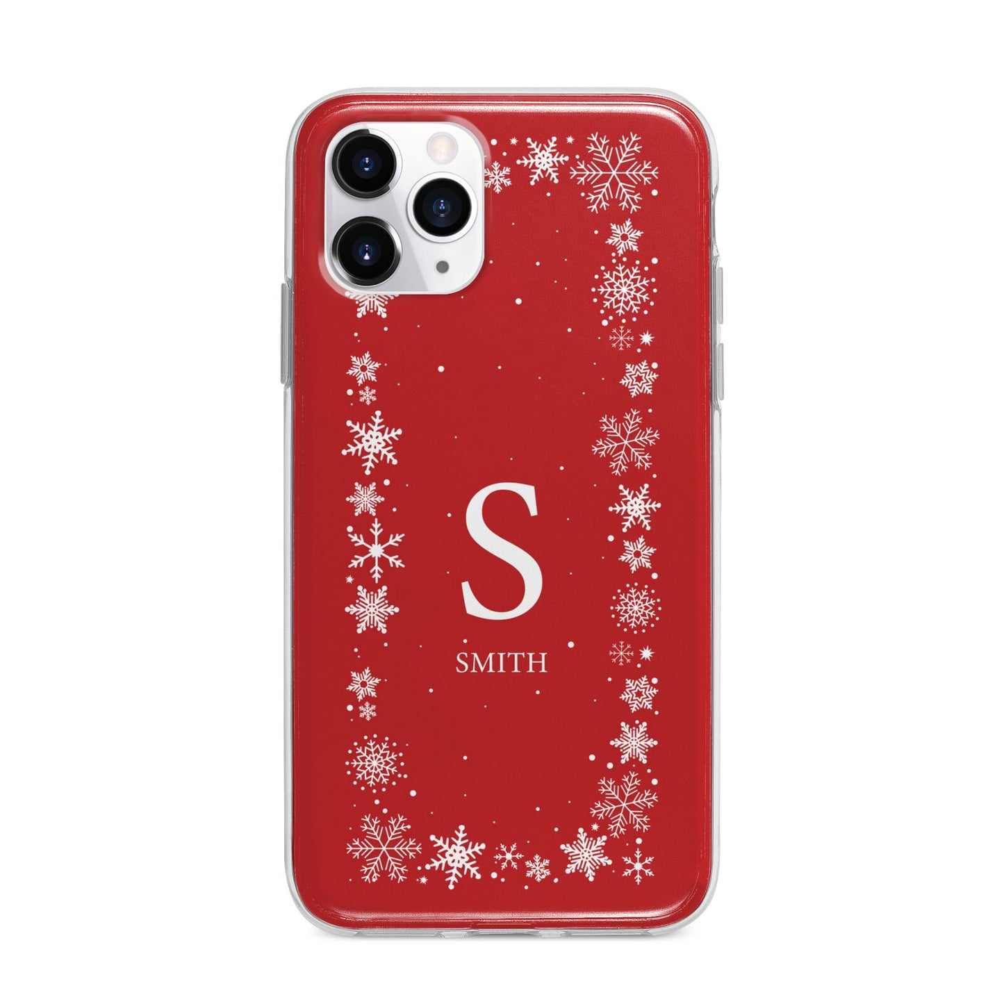 Festive Monogram Personalised Apple iPhone 11 Pro in Silver with Bumper Case