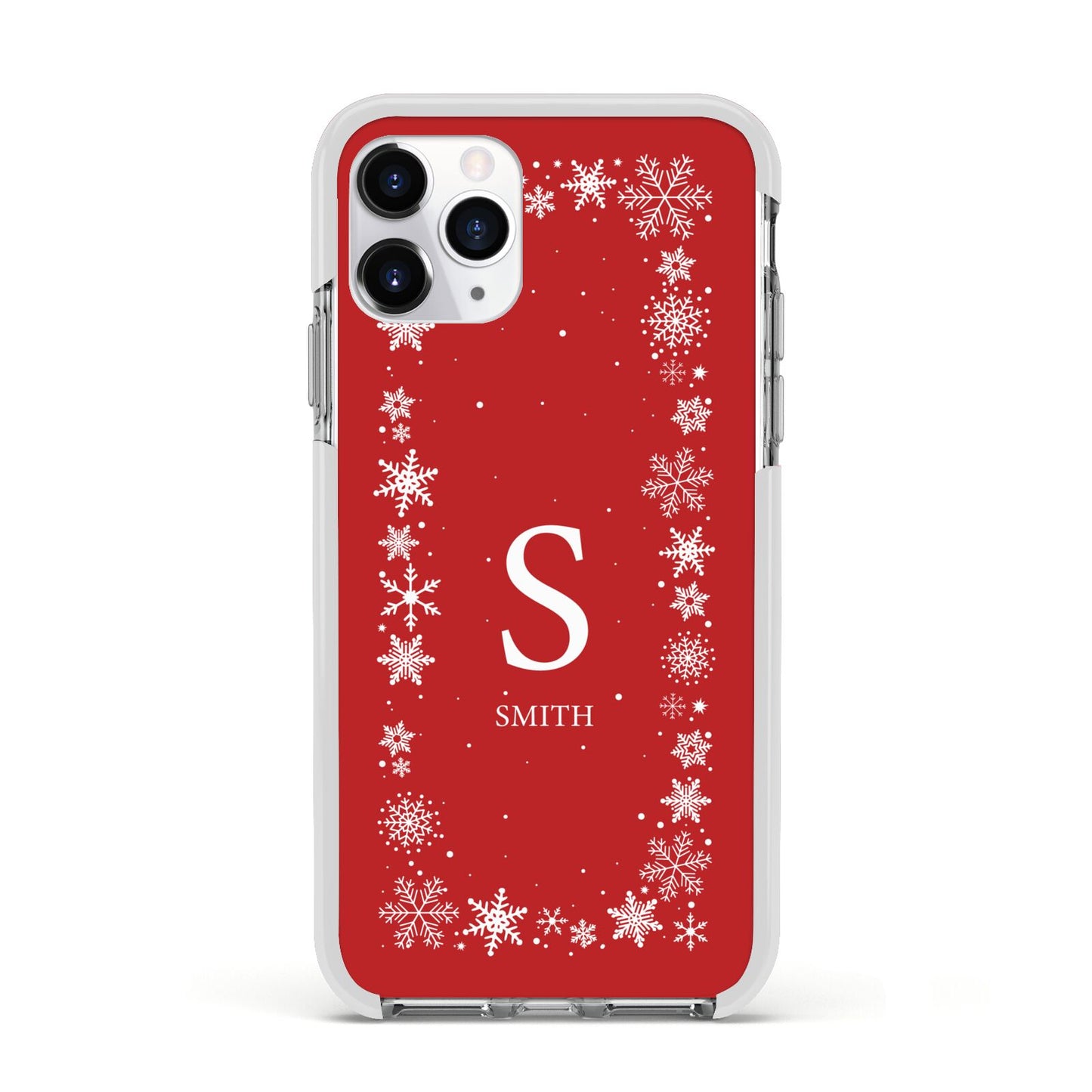 Festive Monogram Personalised Apple iPhone 11 Pro in Silver with White Impact Case