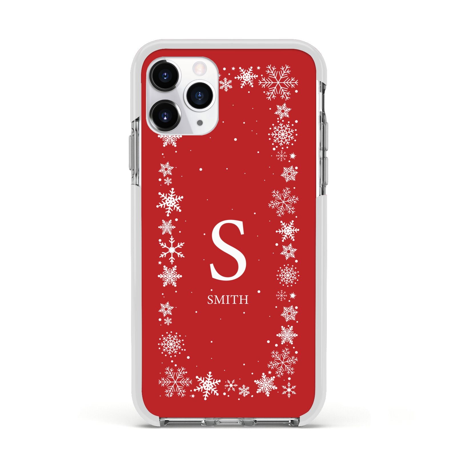 Festive Monogram Personalised Apple iPhone 11 Pro in Silver with White Impact Case