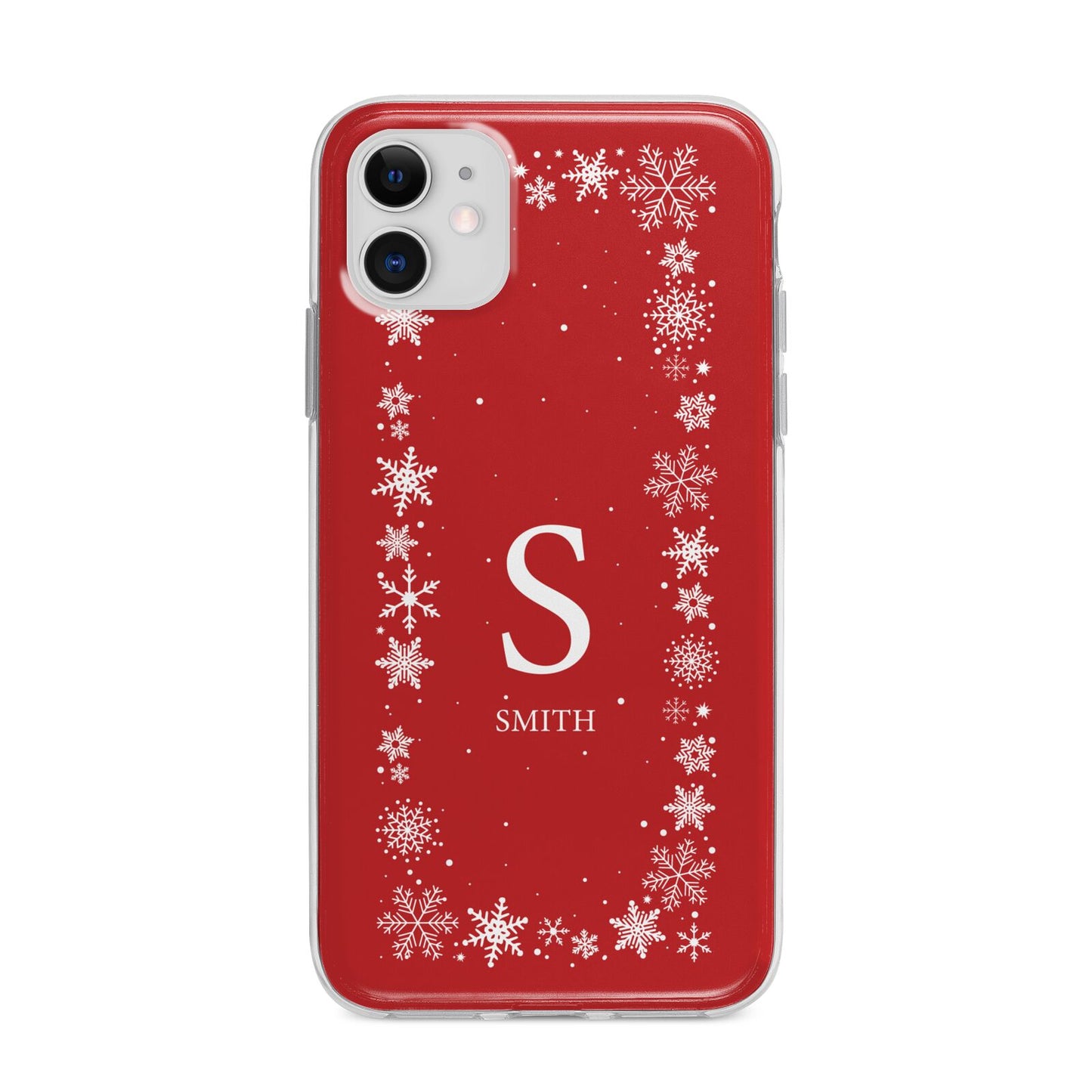 Festive Monogram Personalised Apple iPhone 11 in White with Bumper Case