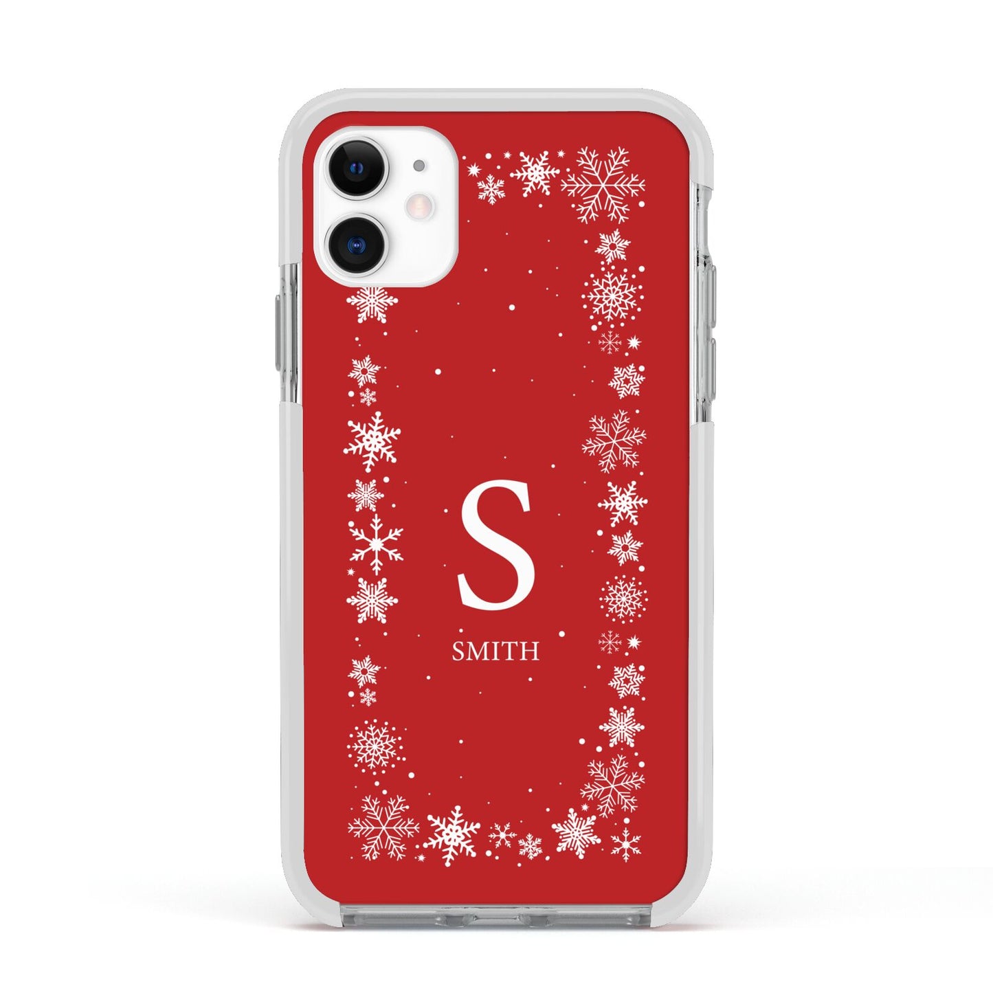 Festive Monogram Personalised Apple iPhone 11 in White with White Impact Case