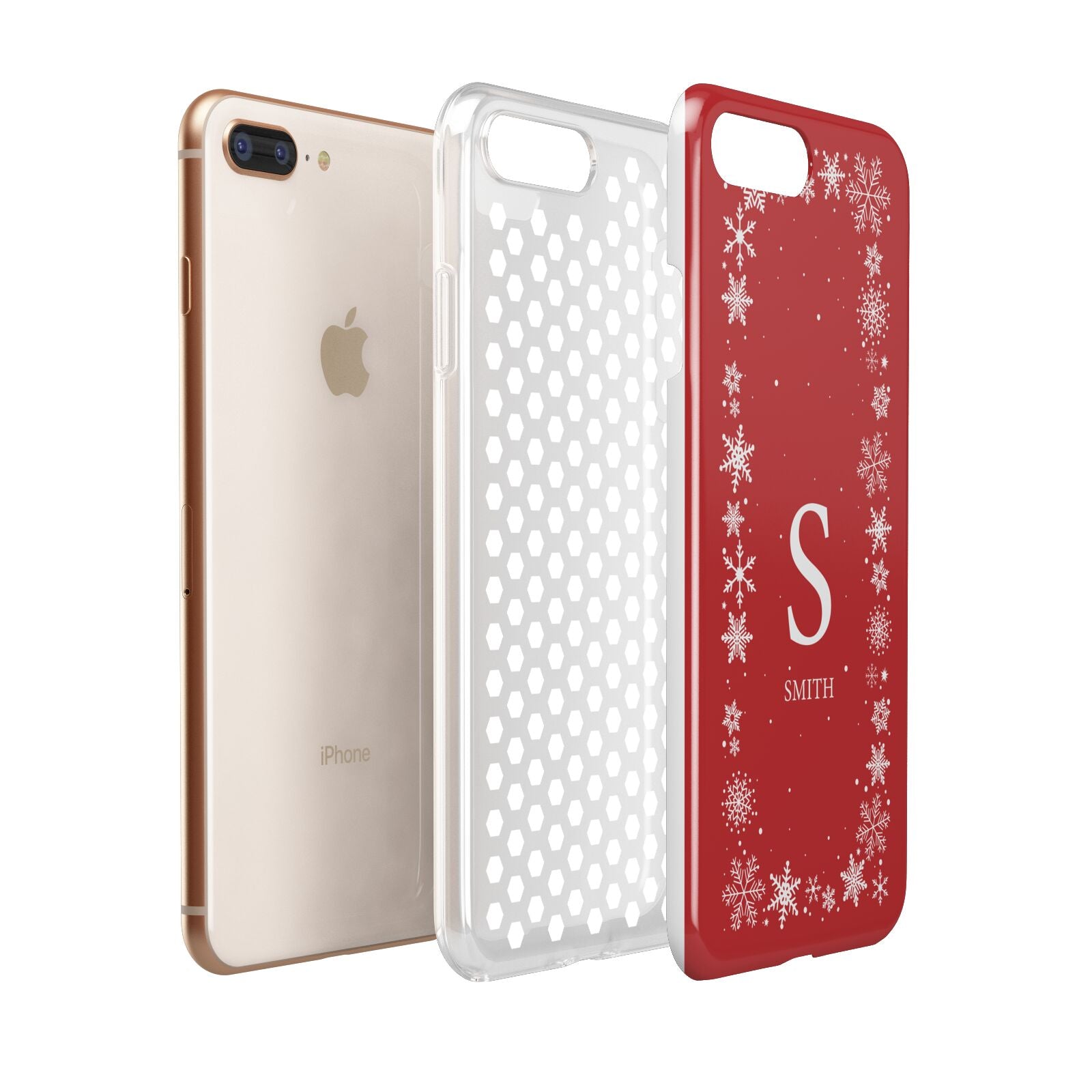 Festive Monogram Personalised Apple iPhone 7 8 Plus 3D Tough Case Expanded View