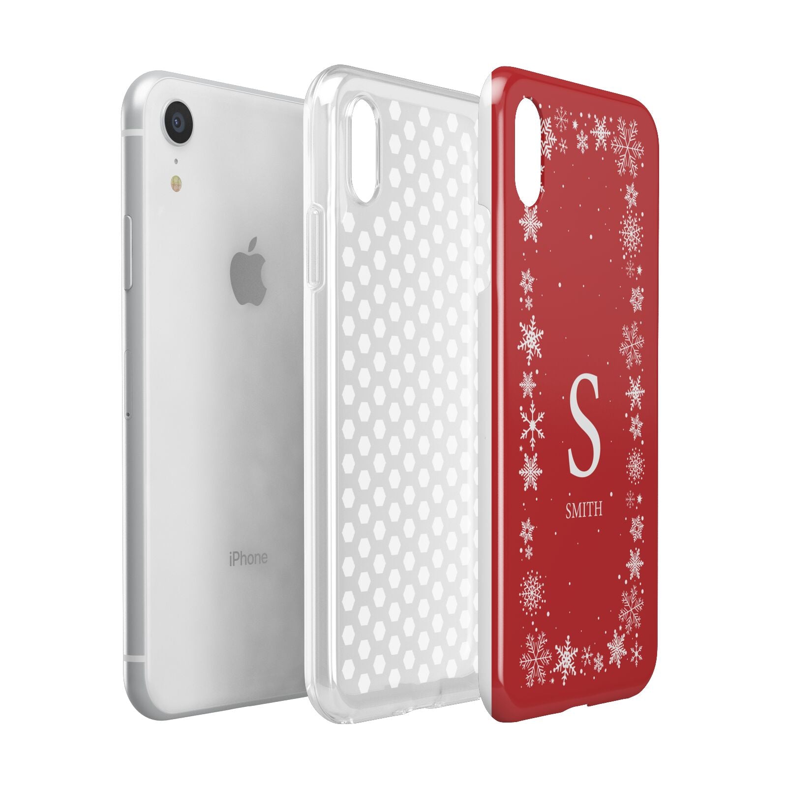 Festive Monogram Personalised Apple iPhone XR White 3D Tough Case Expanded view