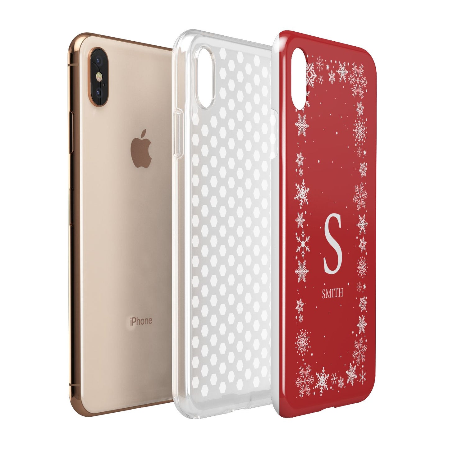 Festive Monogram Personalised Apple iPhone Xs Max 3D Tough Case Expanded View