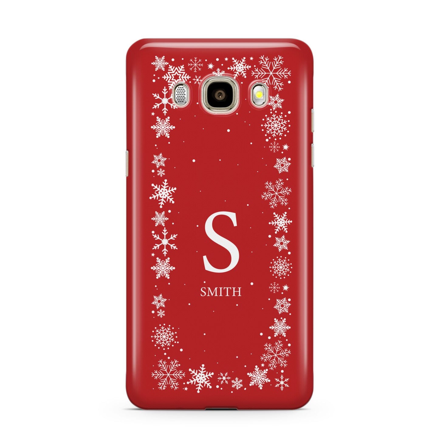 Festive Monogram Personalised Samsung Galaxy J7 2016 Case on gold phone