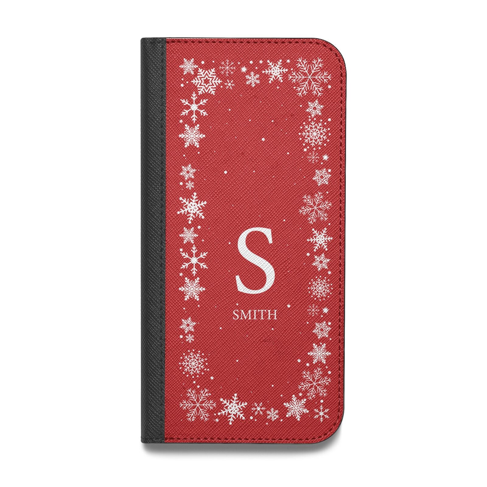 Festive Monogram Personalised Vegan Leather Flip iPhone Case