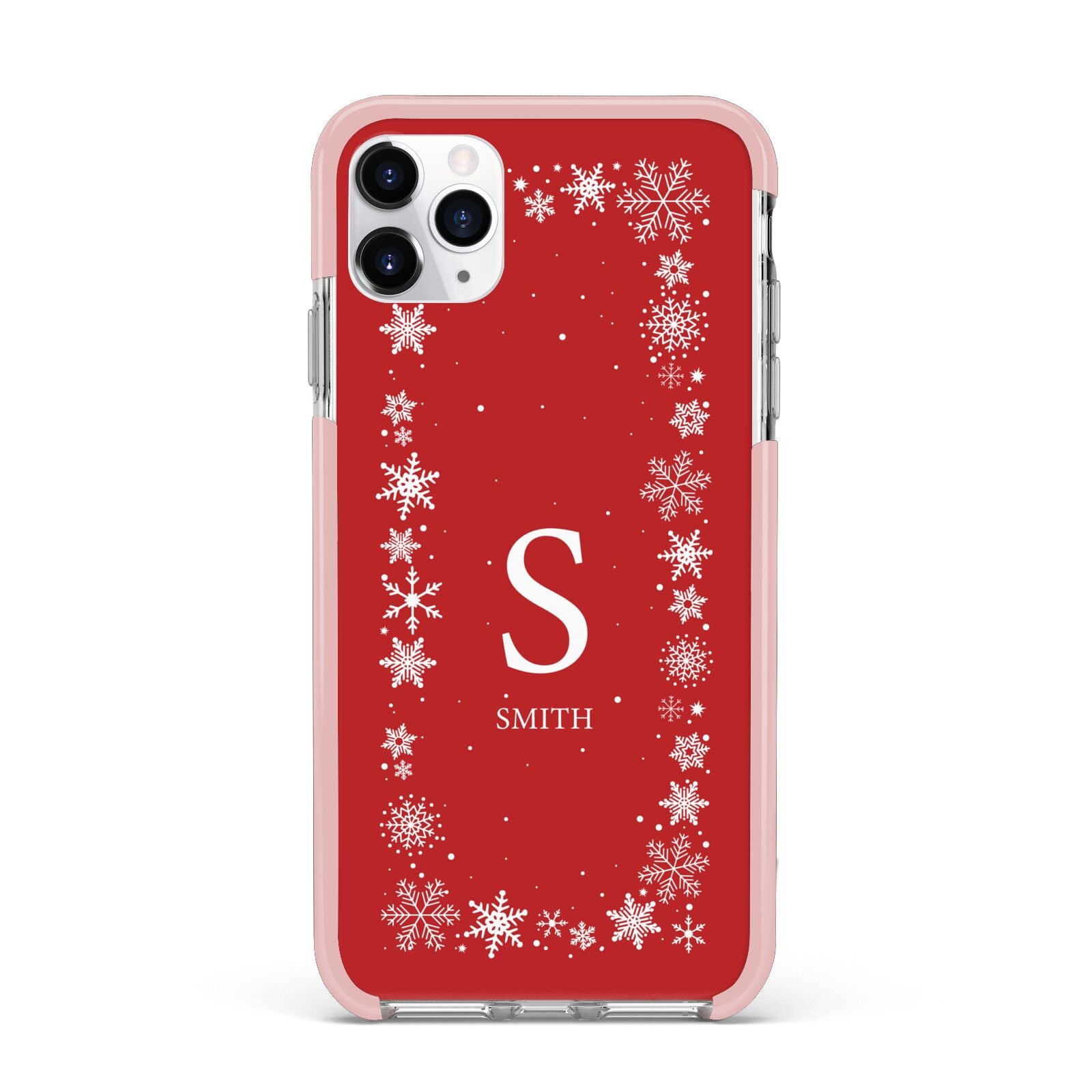 Festive Monogram Personalised iPhone 11 Pro Max Impact Pink Edge Case