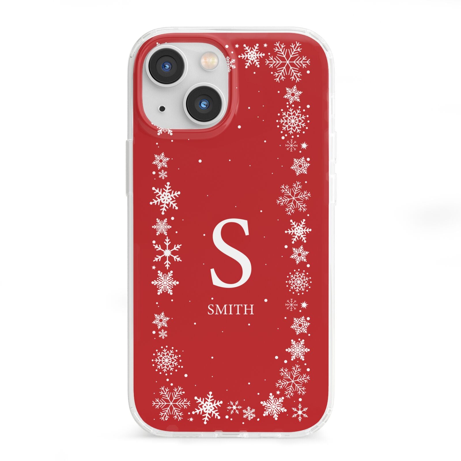 Festive Monogram Personalised iPhone 13 Mini Clear Bumper Case