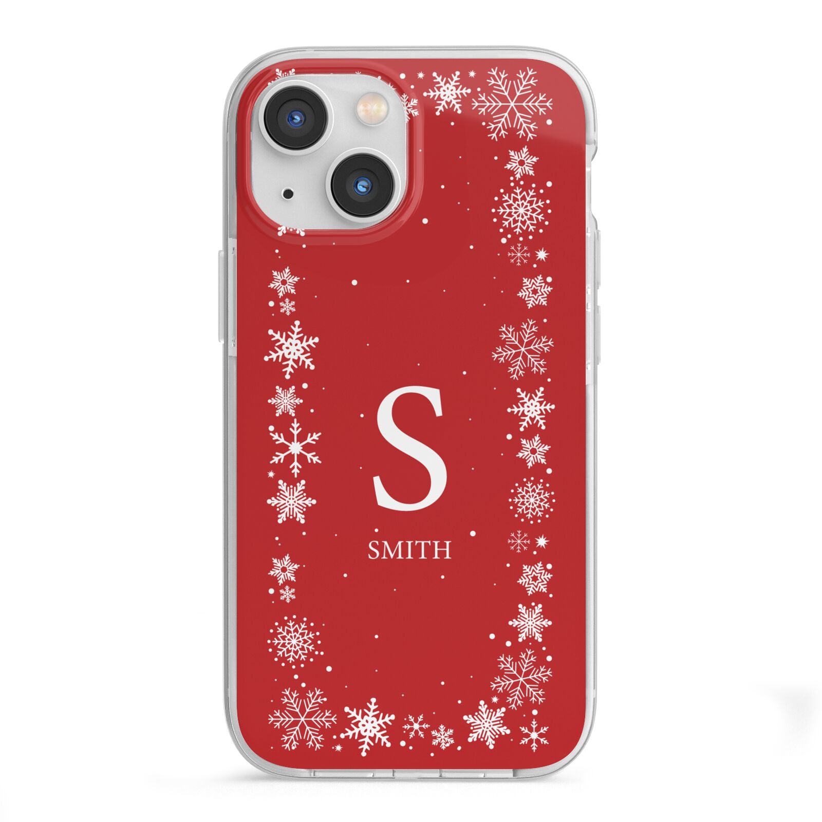 Festive Monogram Personalised iPhone 13 Mini TPU Impact Case with White Edges