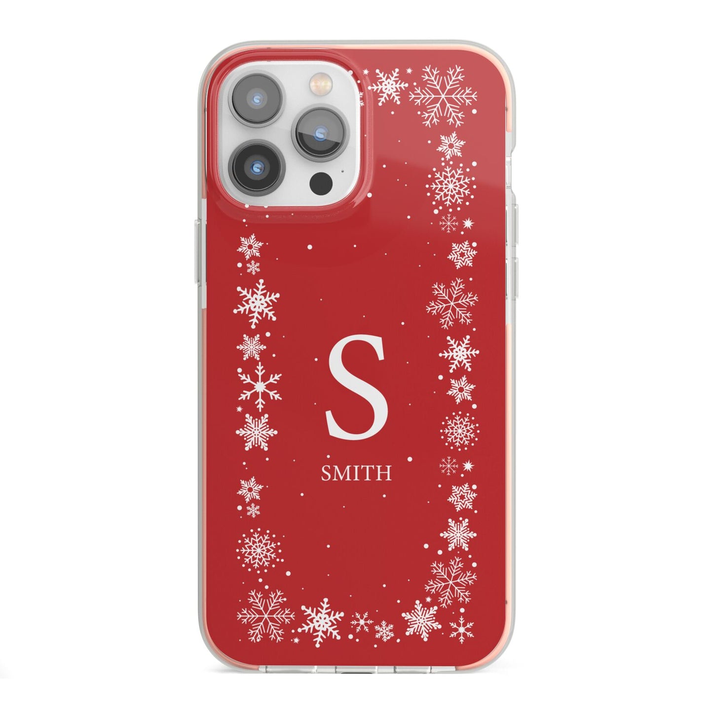 Festive Monogram Personalised iPhone 13 Pro Max TPU Impact Case with Pink Edges