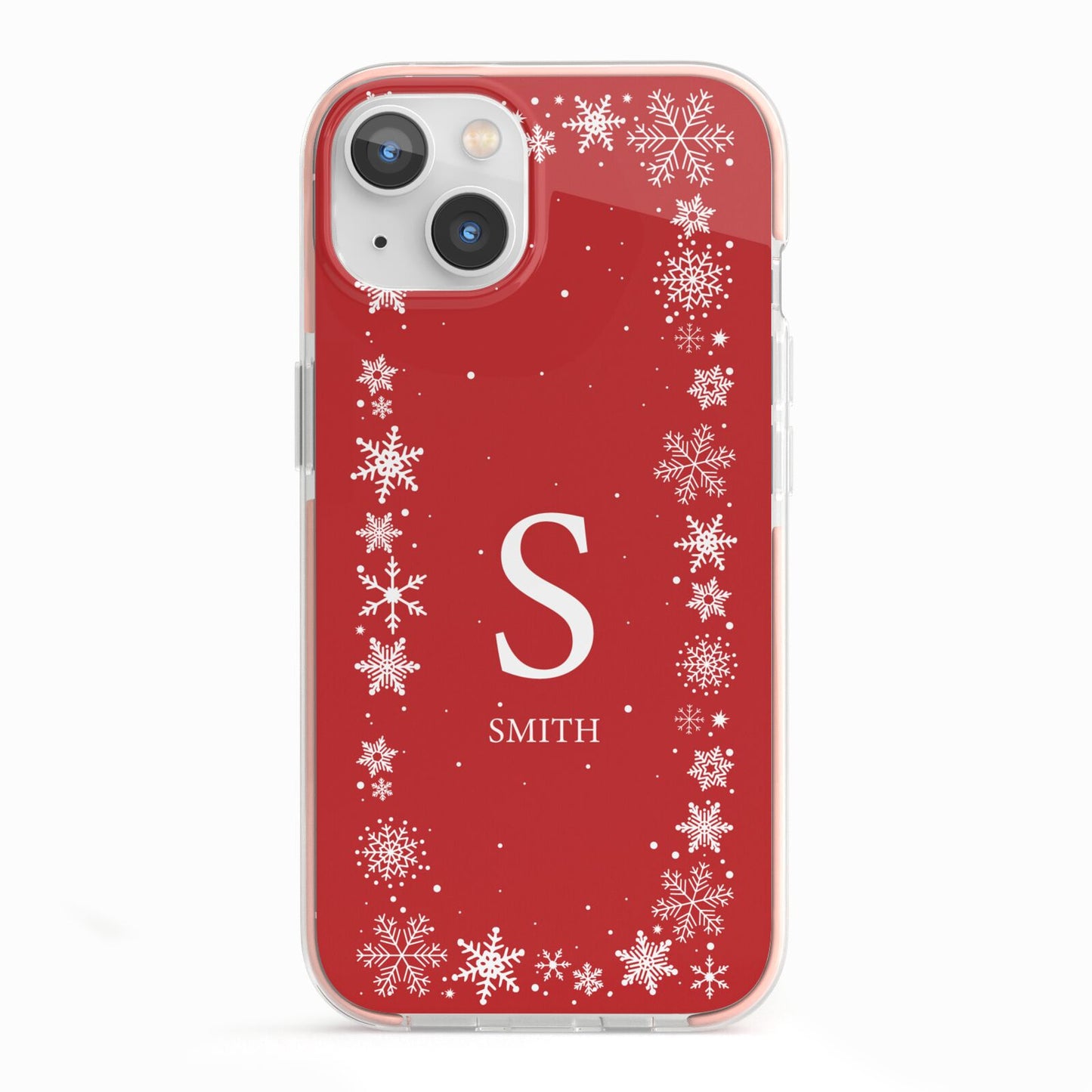 Festive Monogram Personalised iPhone 13 TPU Impact Case with Pink Edges