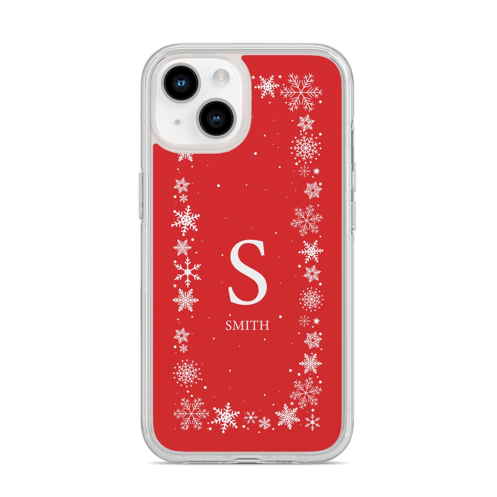 Festive Monogram Personalised iPhone 14 Clear Tough Case Starlight